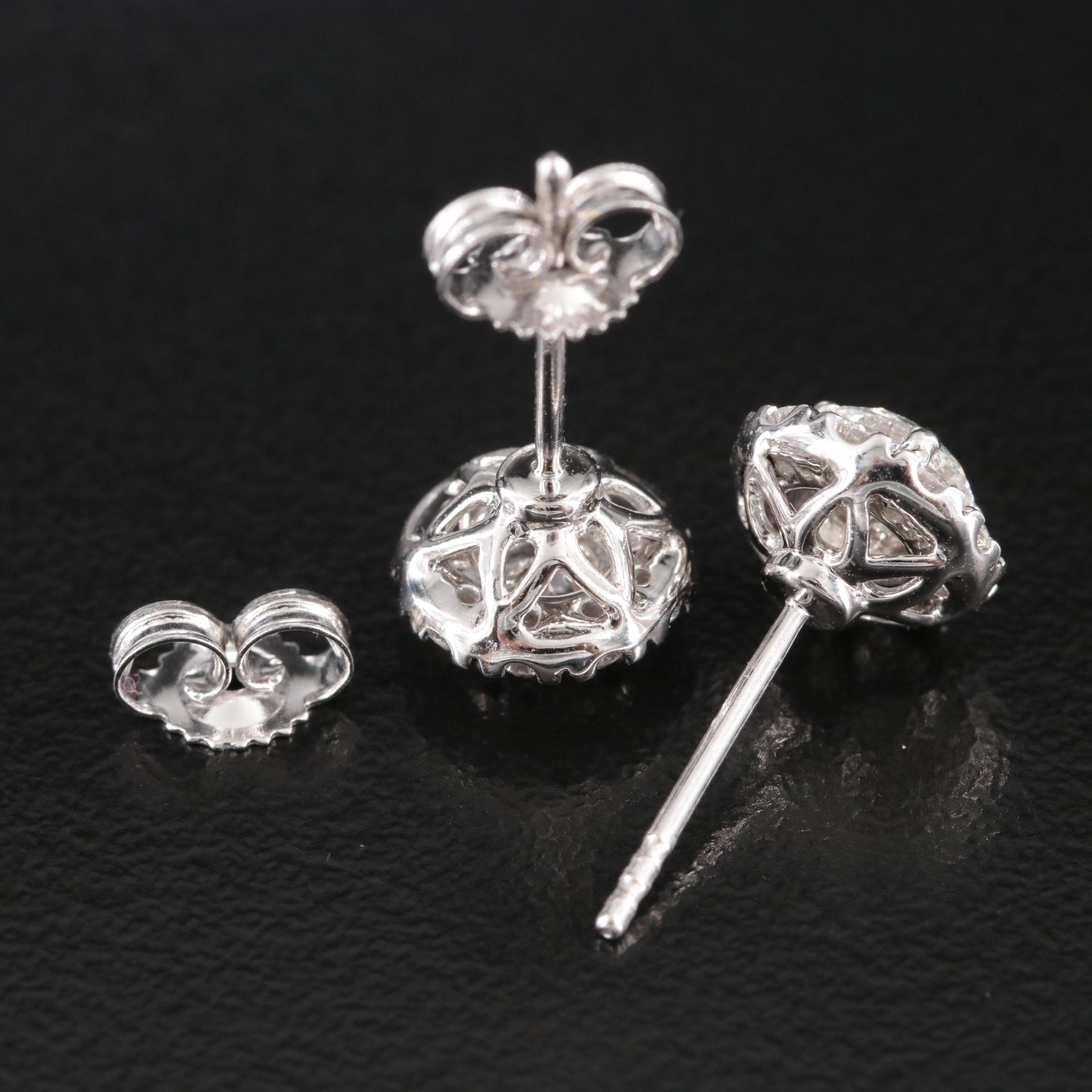 14K 1.00 CTW Lab Grown Diamond Halo Earrings