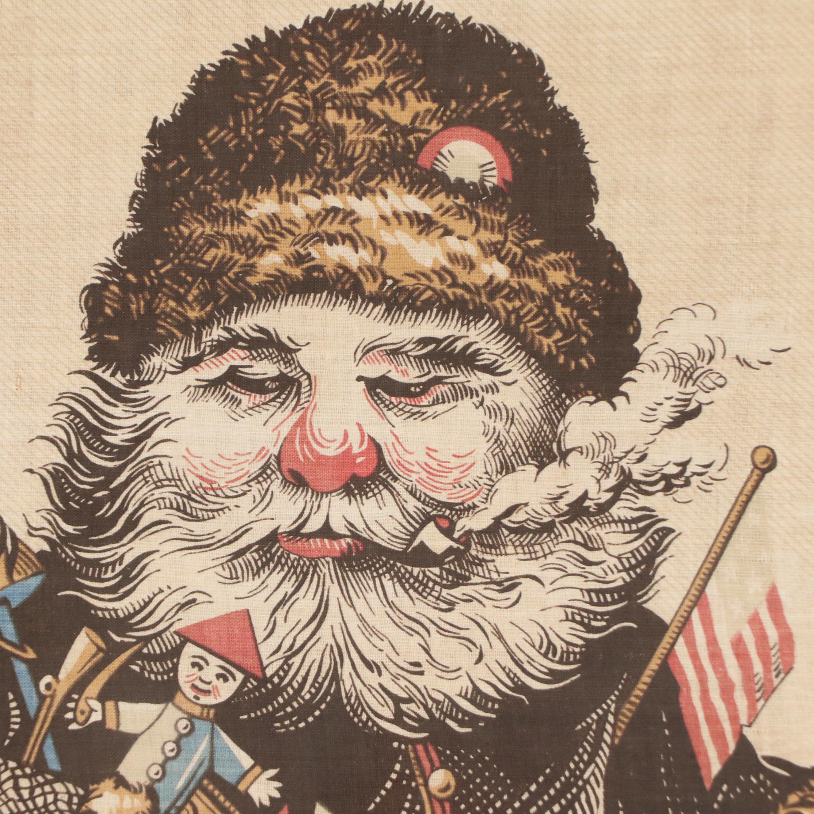 Oriental Print Works Fabric Print After E. Peck "Patriotic Santa Claus," 1868