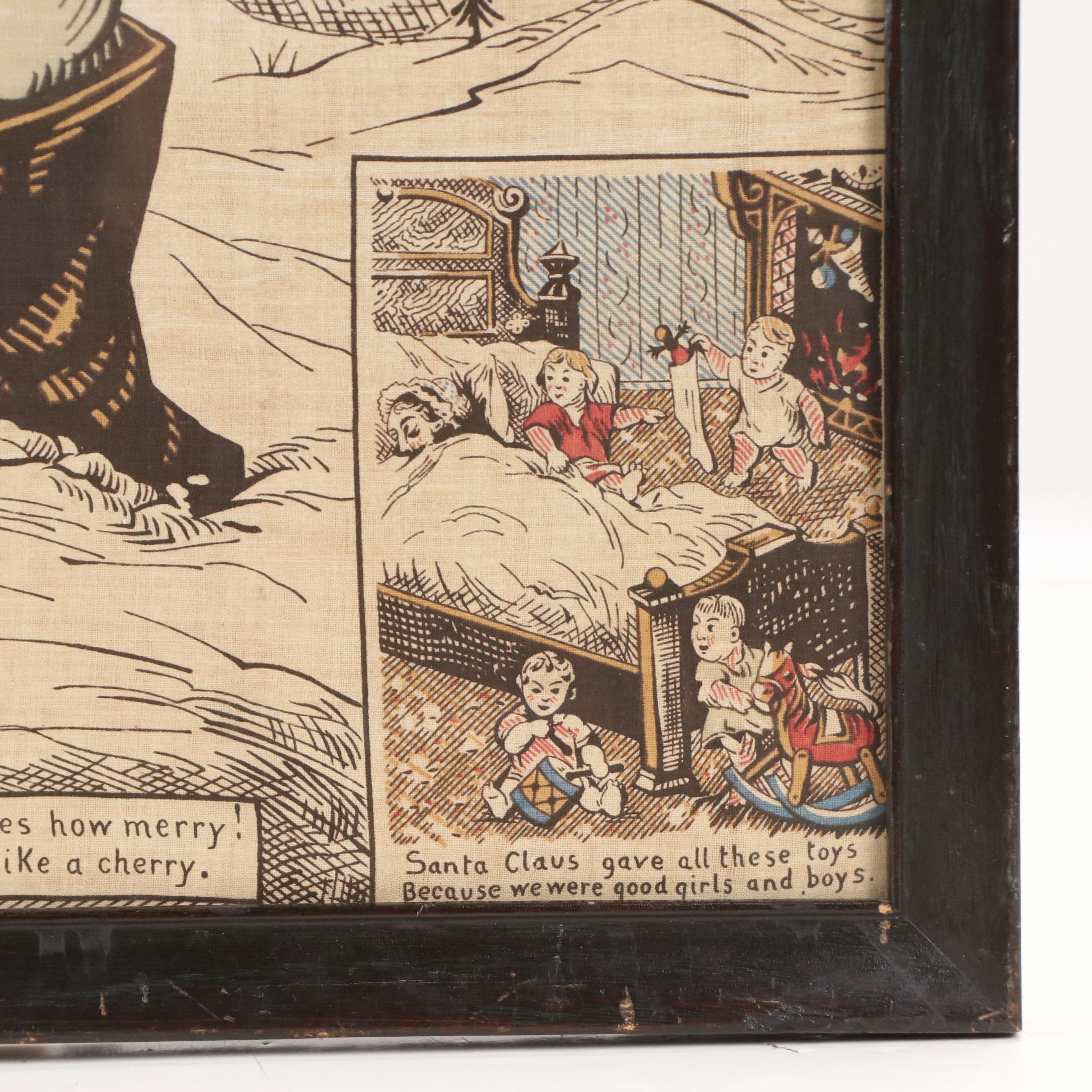 Oriental Print Works Fabric Print After E. Peck "Patriotic Santa Claus," 1868