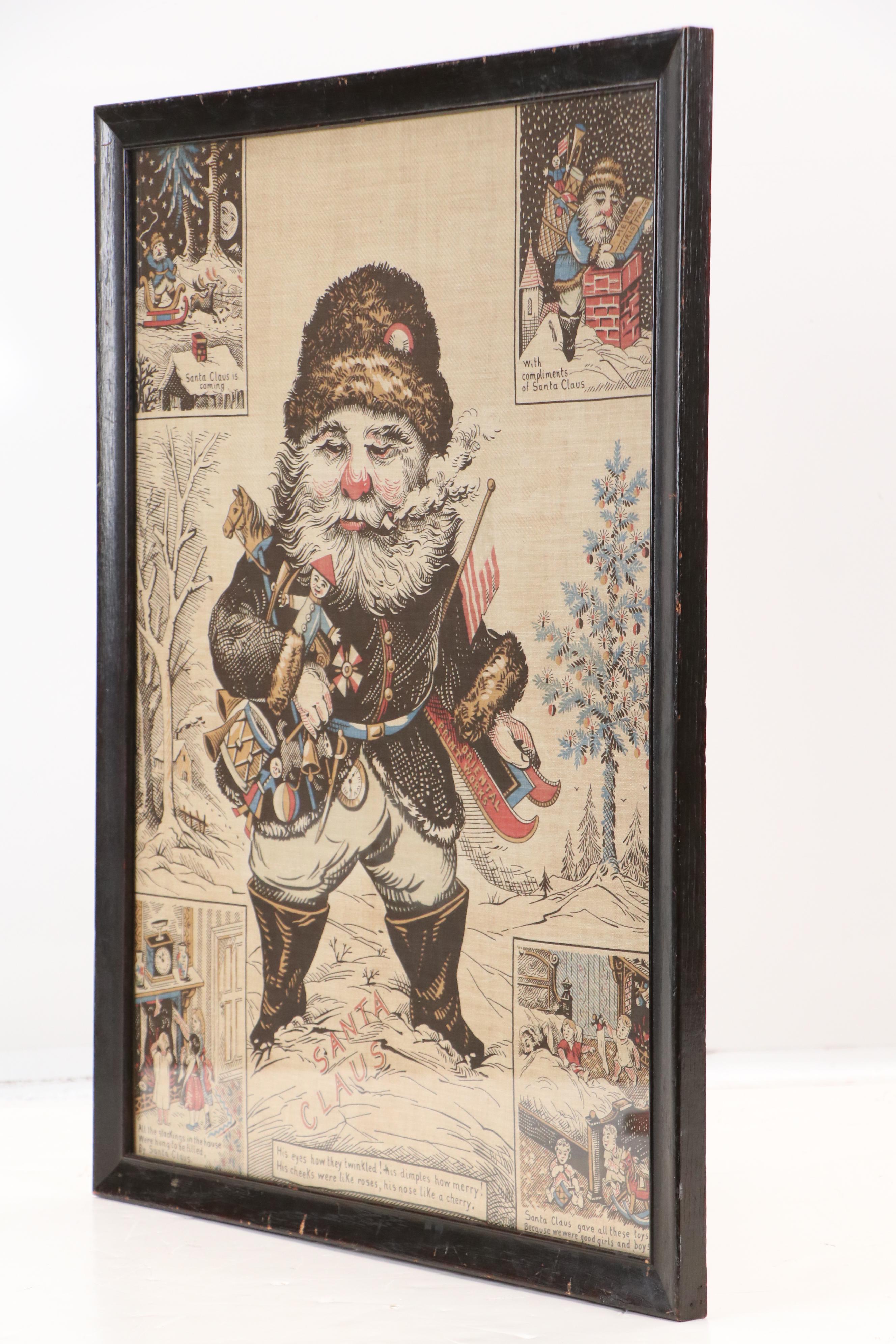 Oriental Print Works Fabric Print After E. Peck "Patriotic Santa Claus," 1868