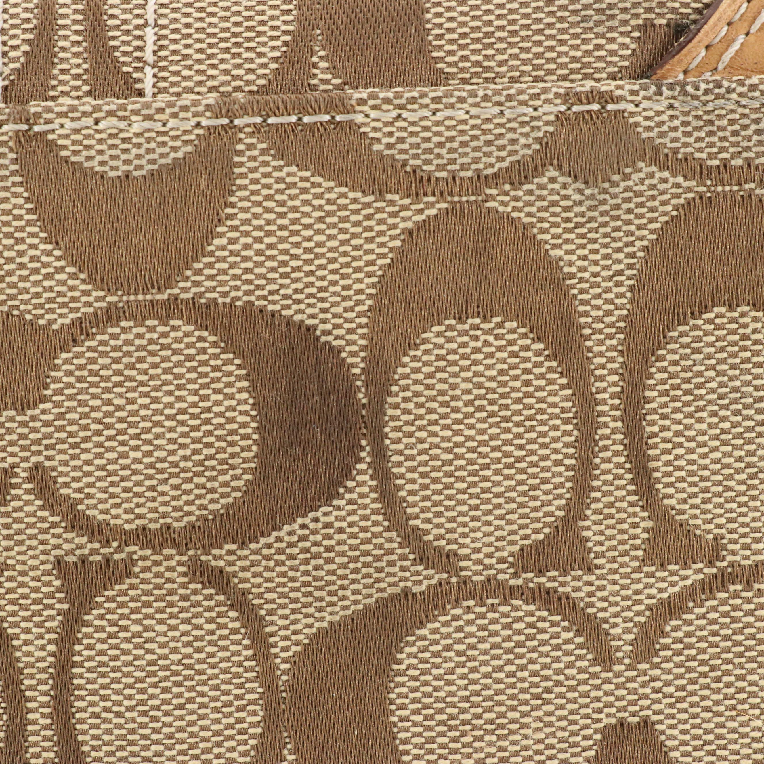 Coach Hampton Classic Satchel in Signature Canvas and Beige Leather