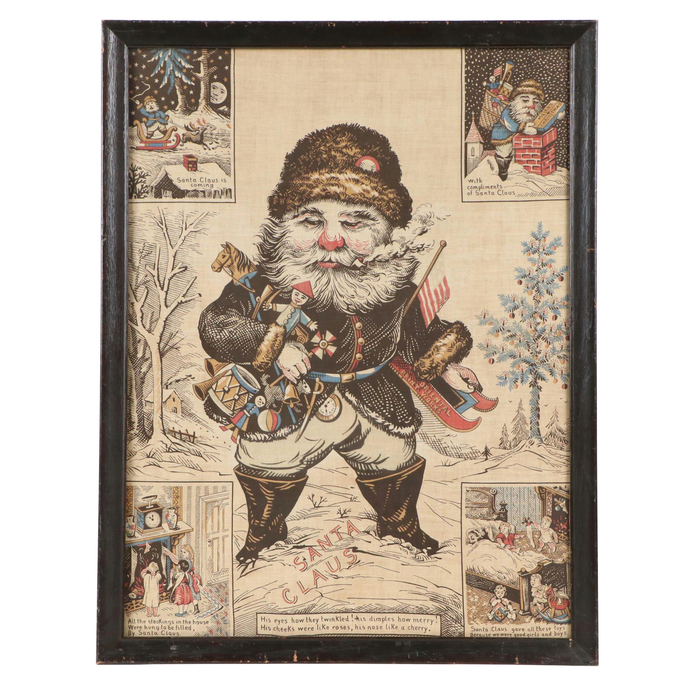 Oriental Print Works Fabric Print After E. Peck "Patriotic Santa Claus," 1868