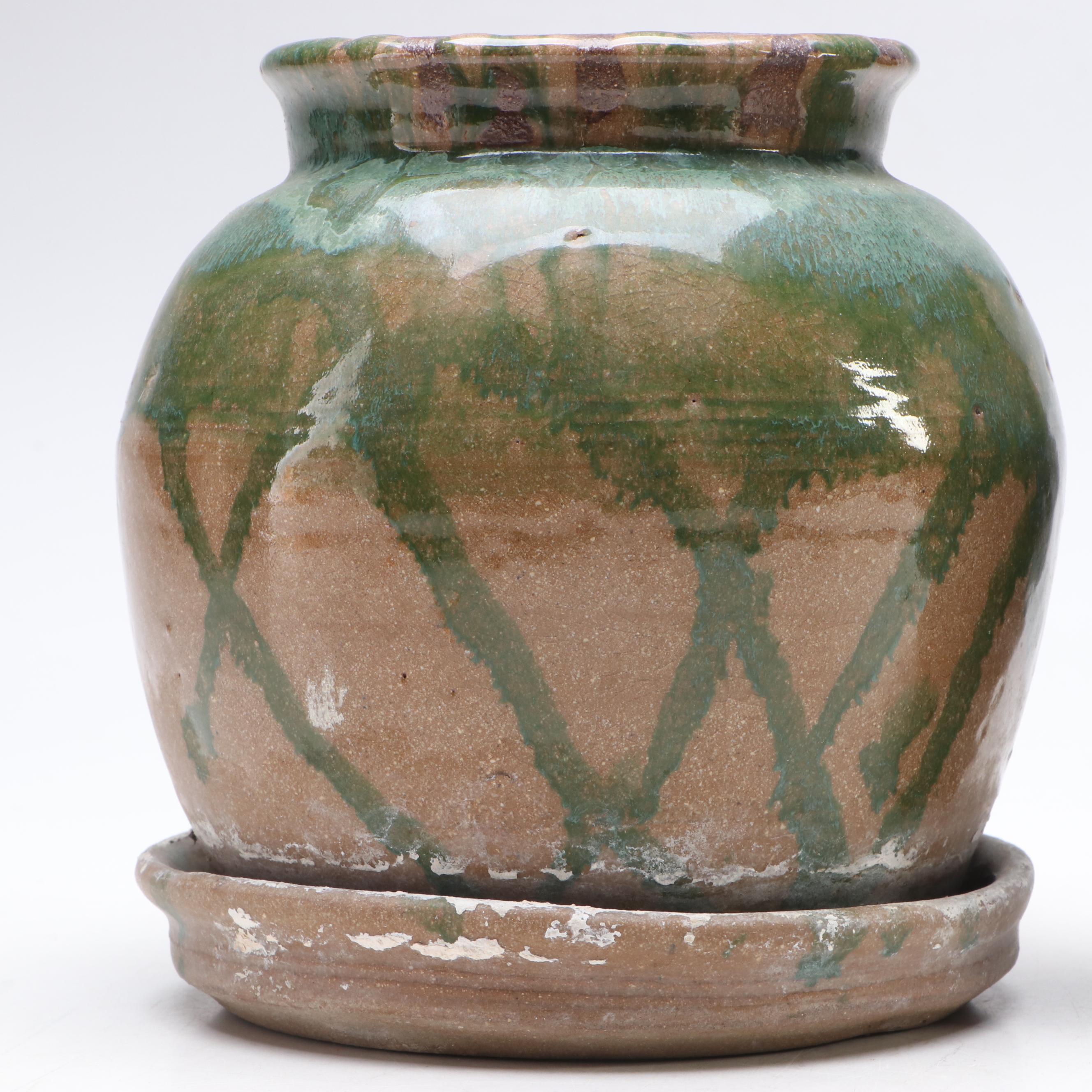 W. Lutz Green Glaze Art Pottery Vases and Bowls