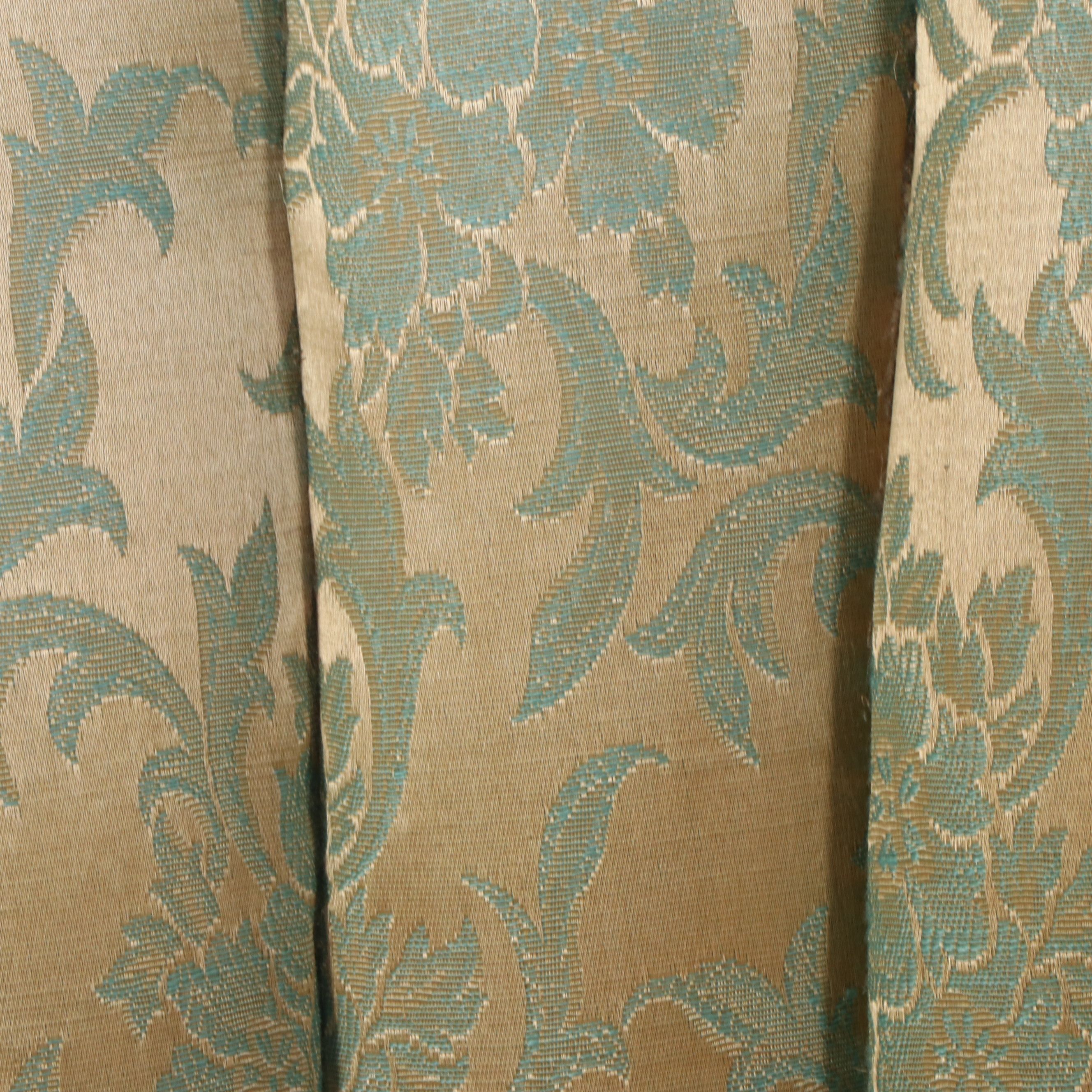 American Art Deco Style Damask Upholstered Channel-Back Armchair