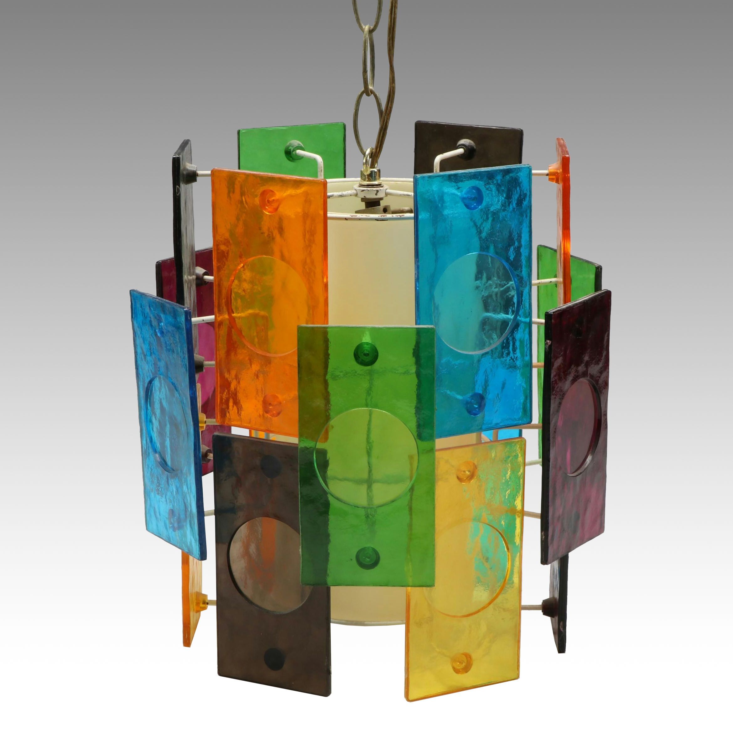 MCM Multicolor Plexiglass Retro Pendant Swag Light