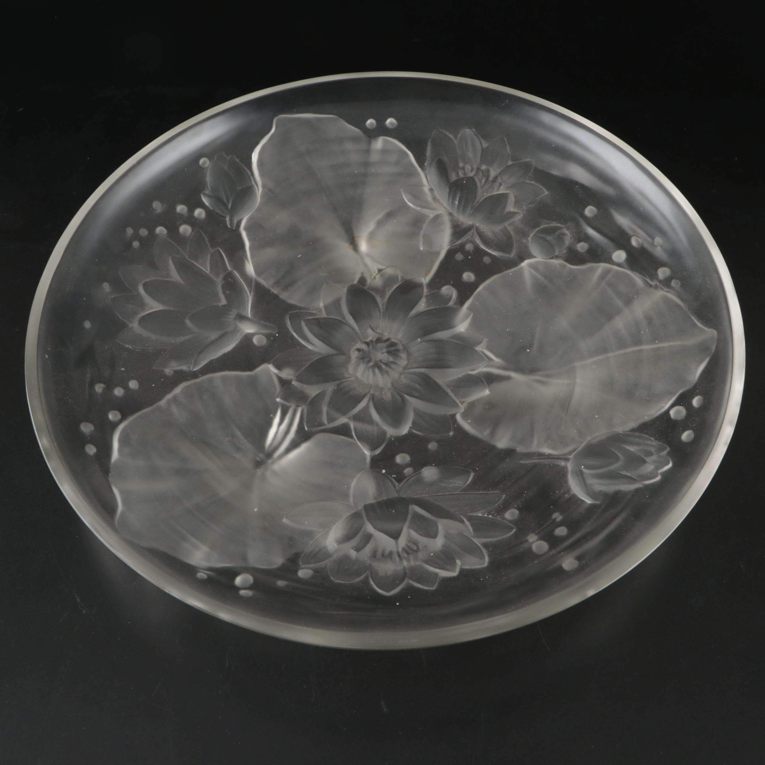 Verlys "Water Lily" Frosted Glass Bowl, Early to Mid-20th Century
