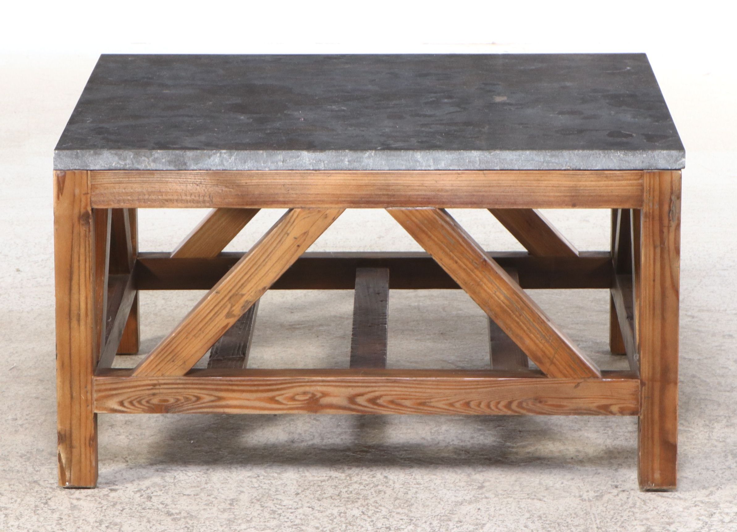Arhaus Furniture "Holden" Stone Top Reclaimed Pine Coffee Table