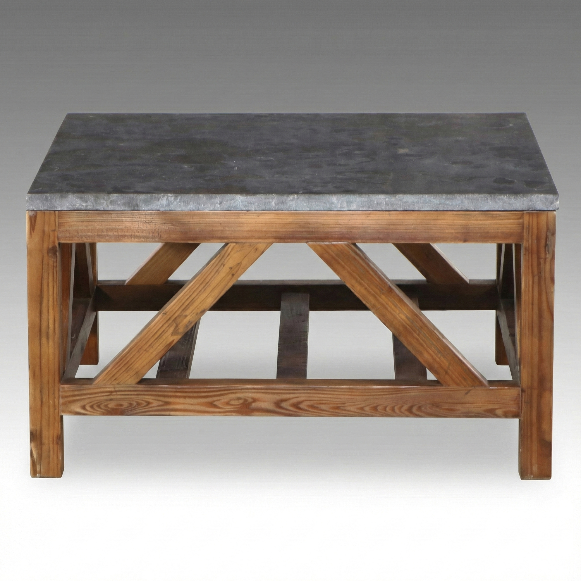 Arhaus Furniture "Holden" Stone Top Reclaimed Pine Coffee Table