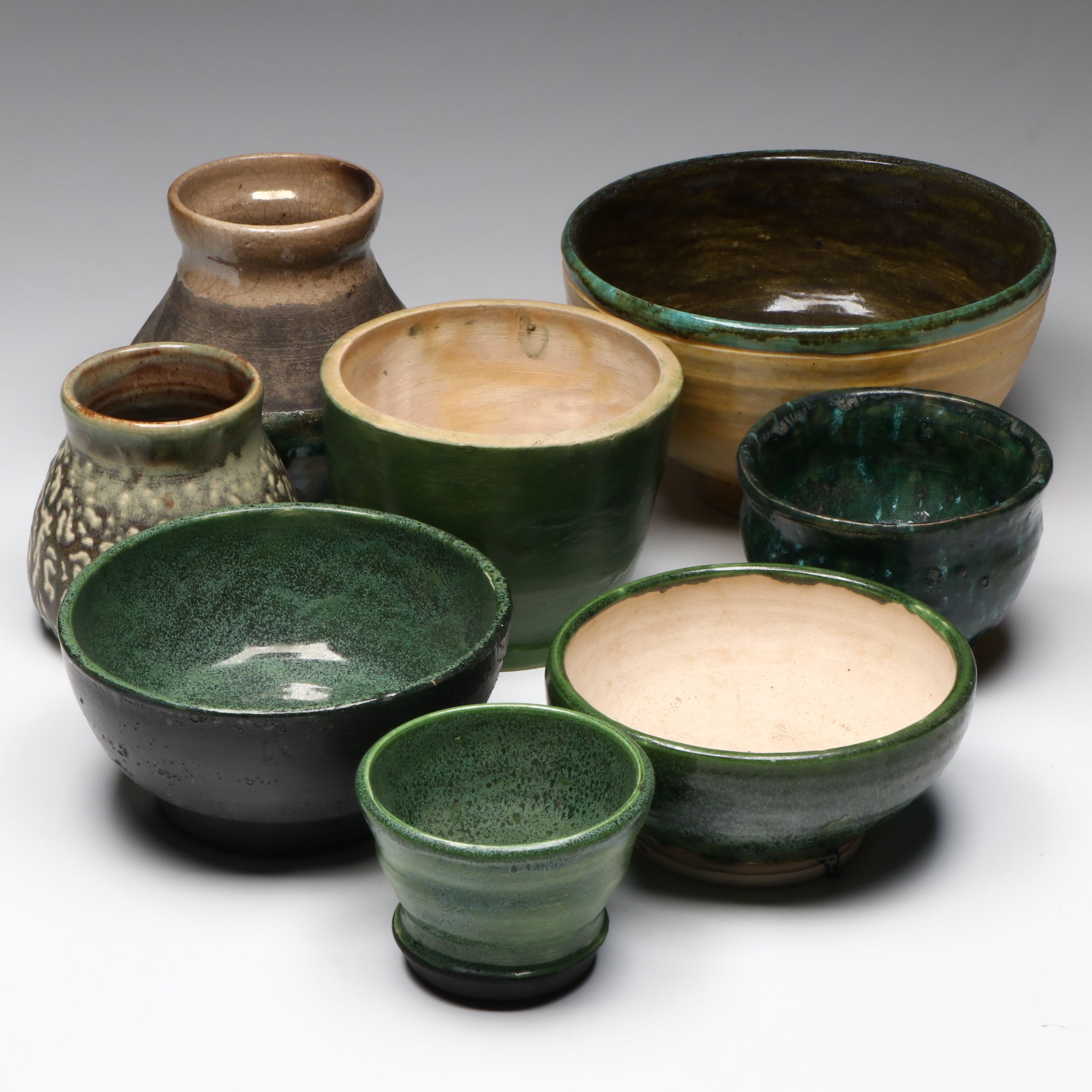W. Lutz Art Pottery Planters, Vases, and Bowls, Late 20th Century