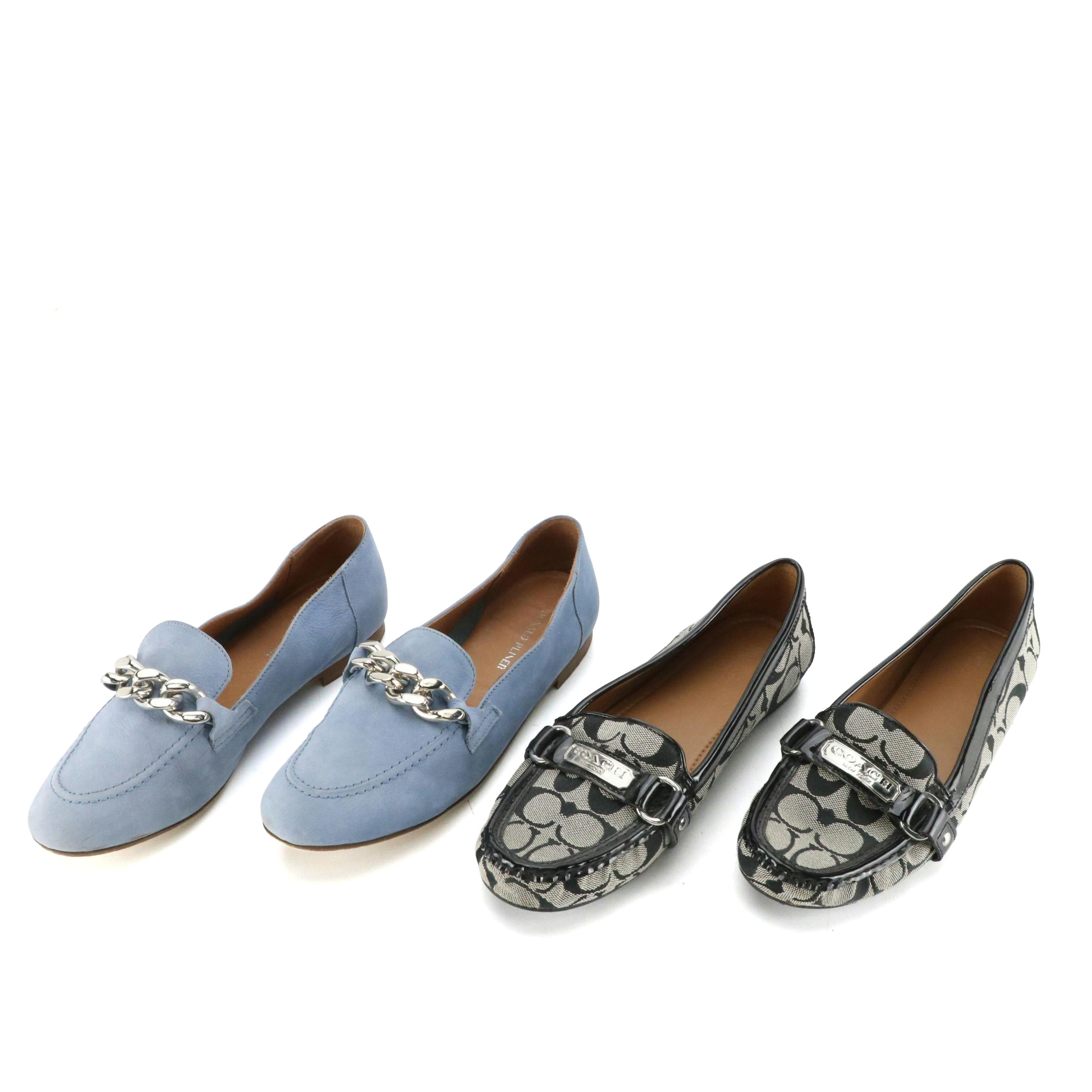 Coach "Felisha" Signature Canvas Loafers, Donald Pliner "Balinda" Chain Loafers