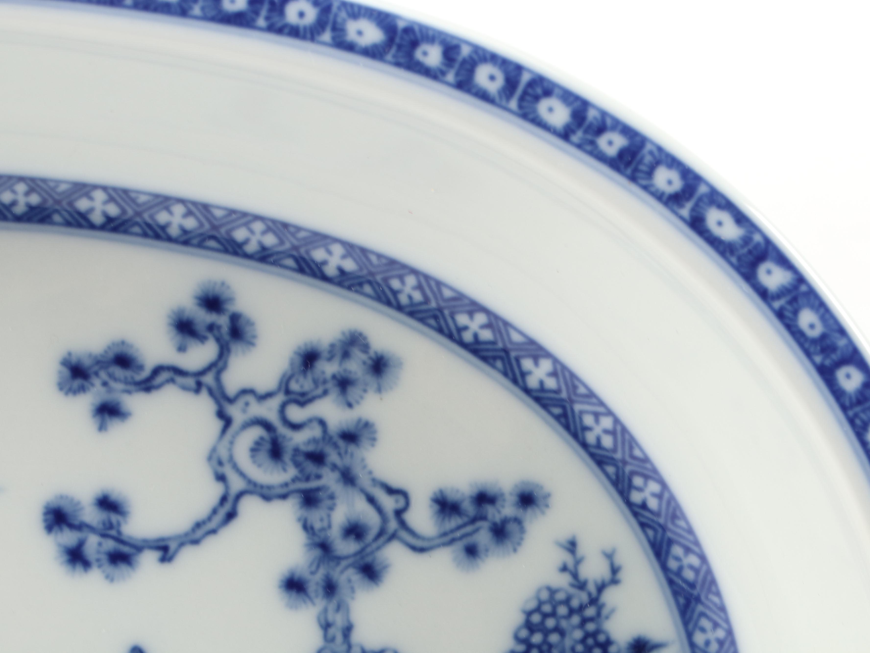 Mottahedeh Flow Blue "Blue Canton" Porcelain Platters and Cups