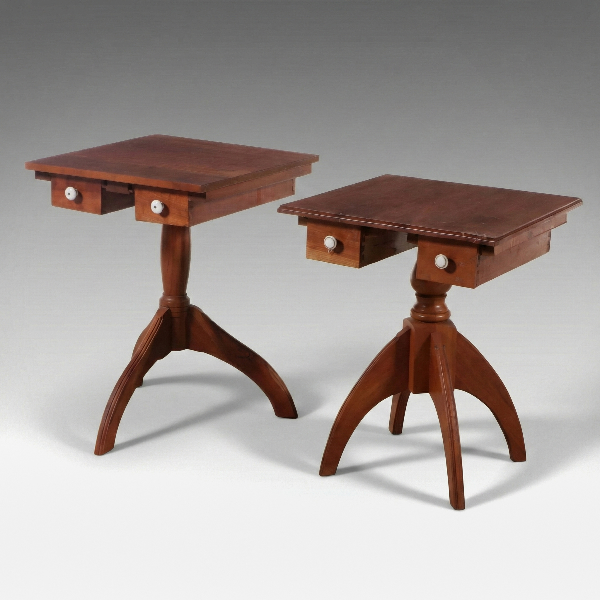 Pair of Shaker Style Cherry Pedestal Side Tables