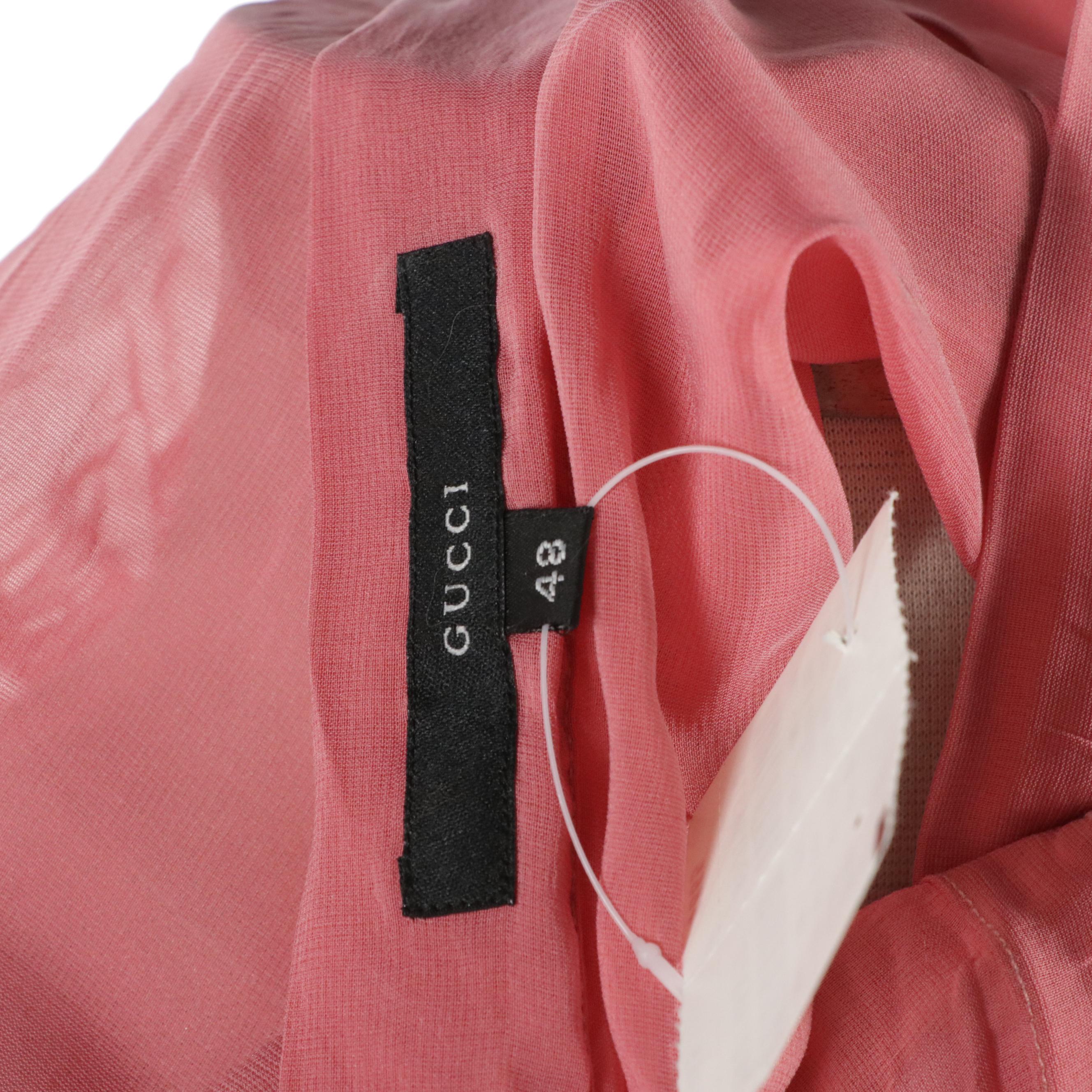 Gucci Blush Pink Silk Blend Blouse with Pleated Details