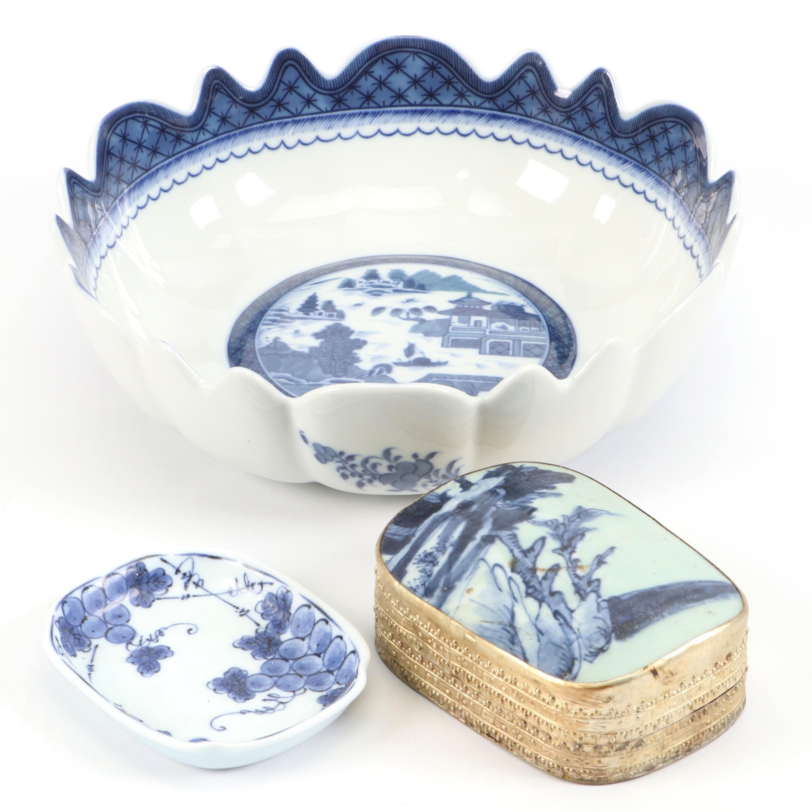 Mottahedeh "Blue Canton" Ceramic Scalloped Bowl and More Blue and White Décor