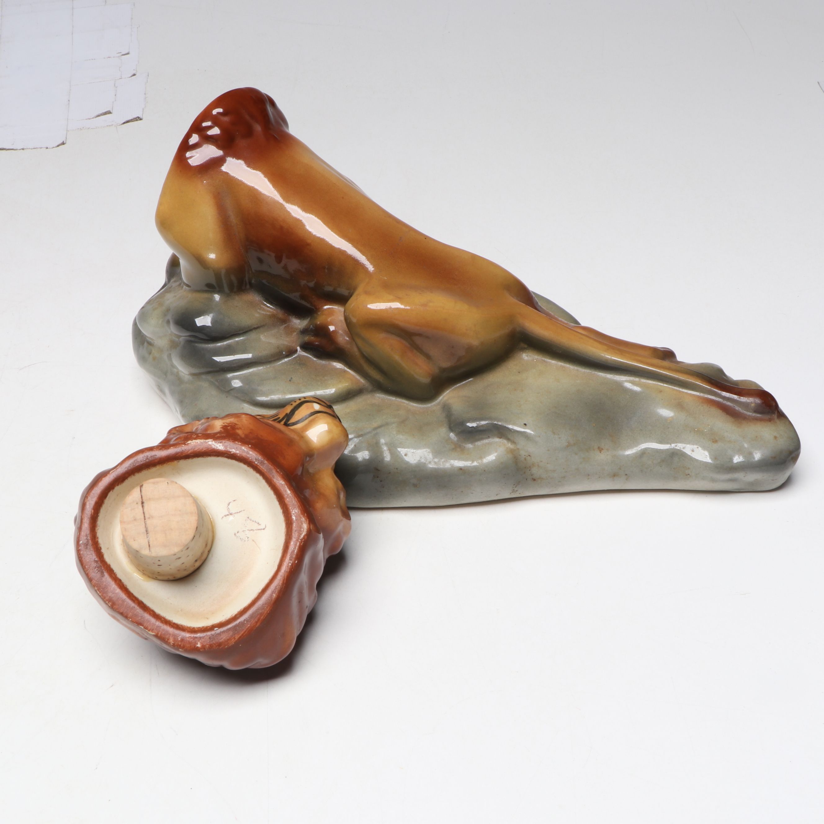 Heritage China Ezra Brooks Ceramic Lion and Elephant Decanters