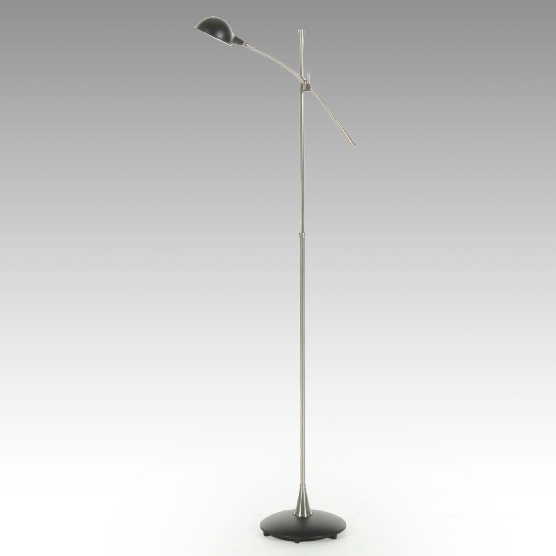 Cantilever Brushed Silver and Black Enamel Floor Lamp, 21st Century