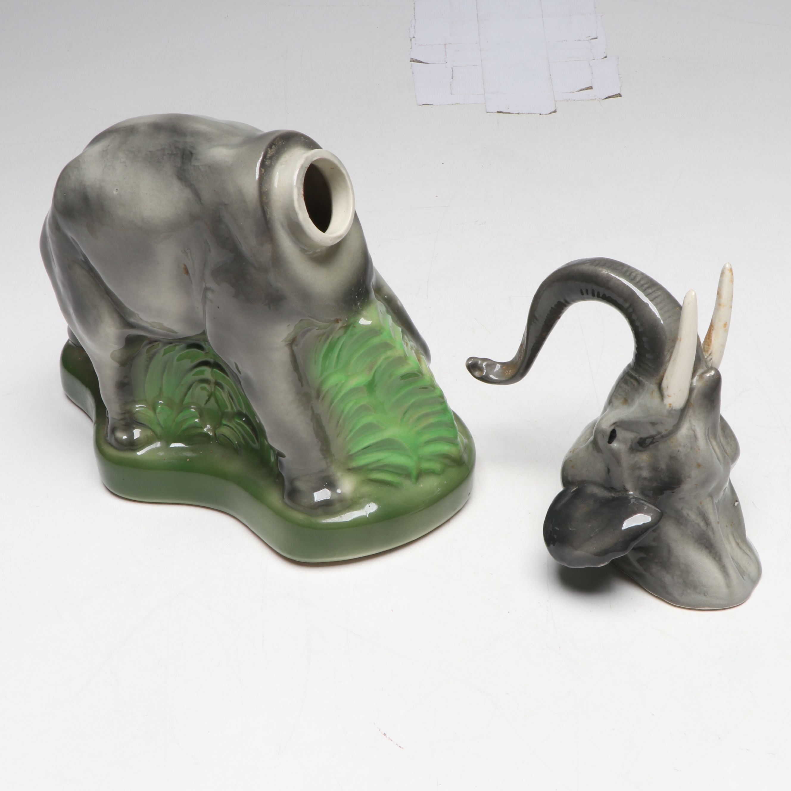 Heritage China Ezra Brooks Ceramic Lion and Elephant Decanters