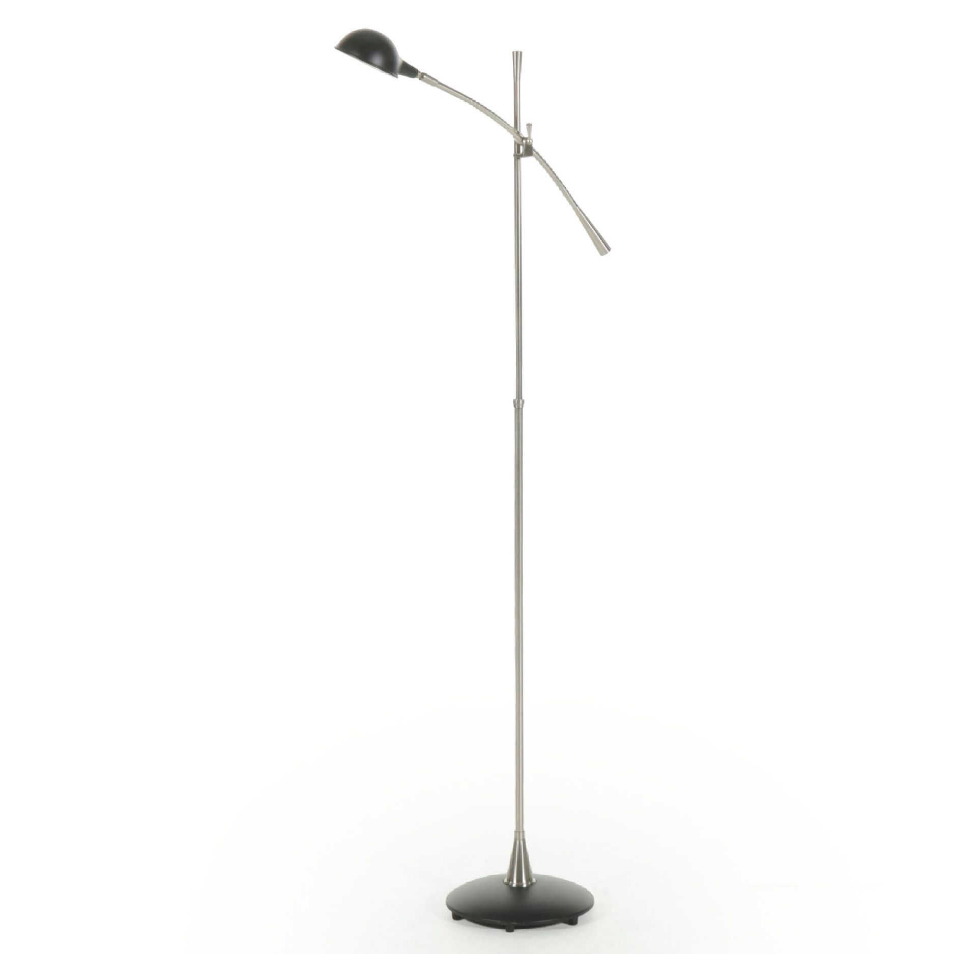 Cantilever Brushed Silver and Black Enamel Floor Lamp, 21st Century