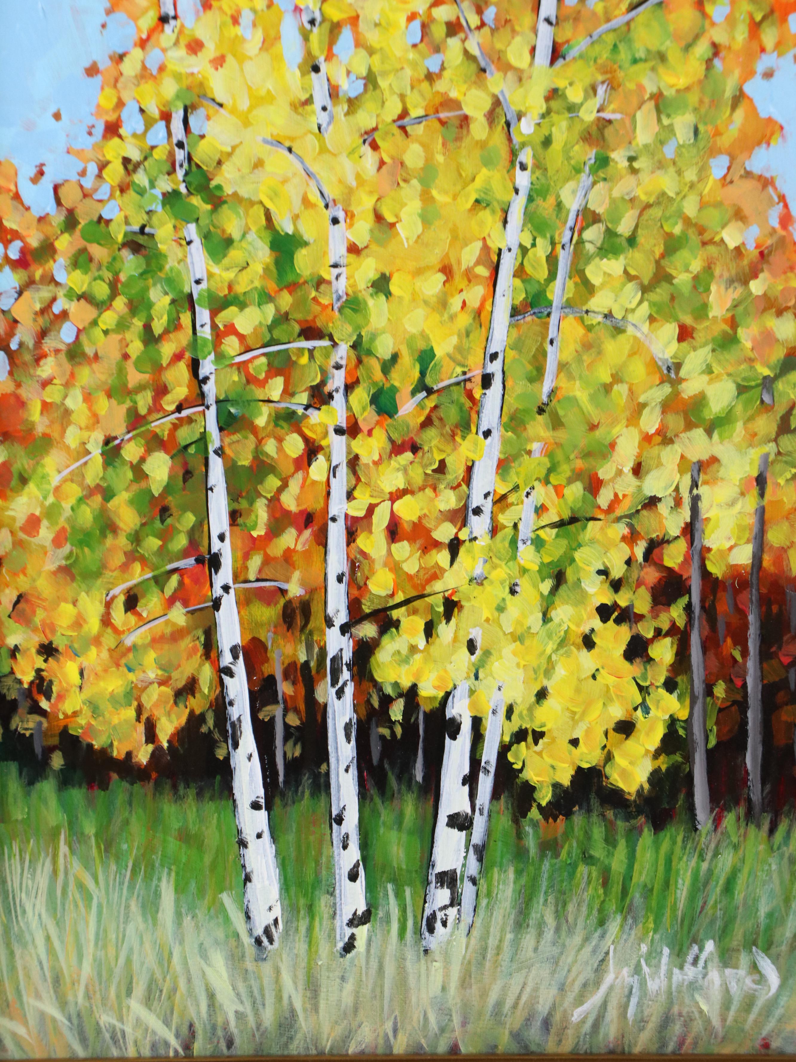 Jay Wilford Oil Painting "Birch Stand," 21st Century