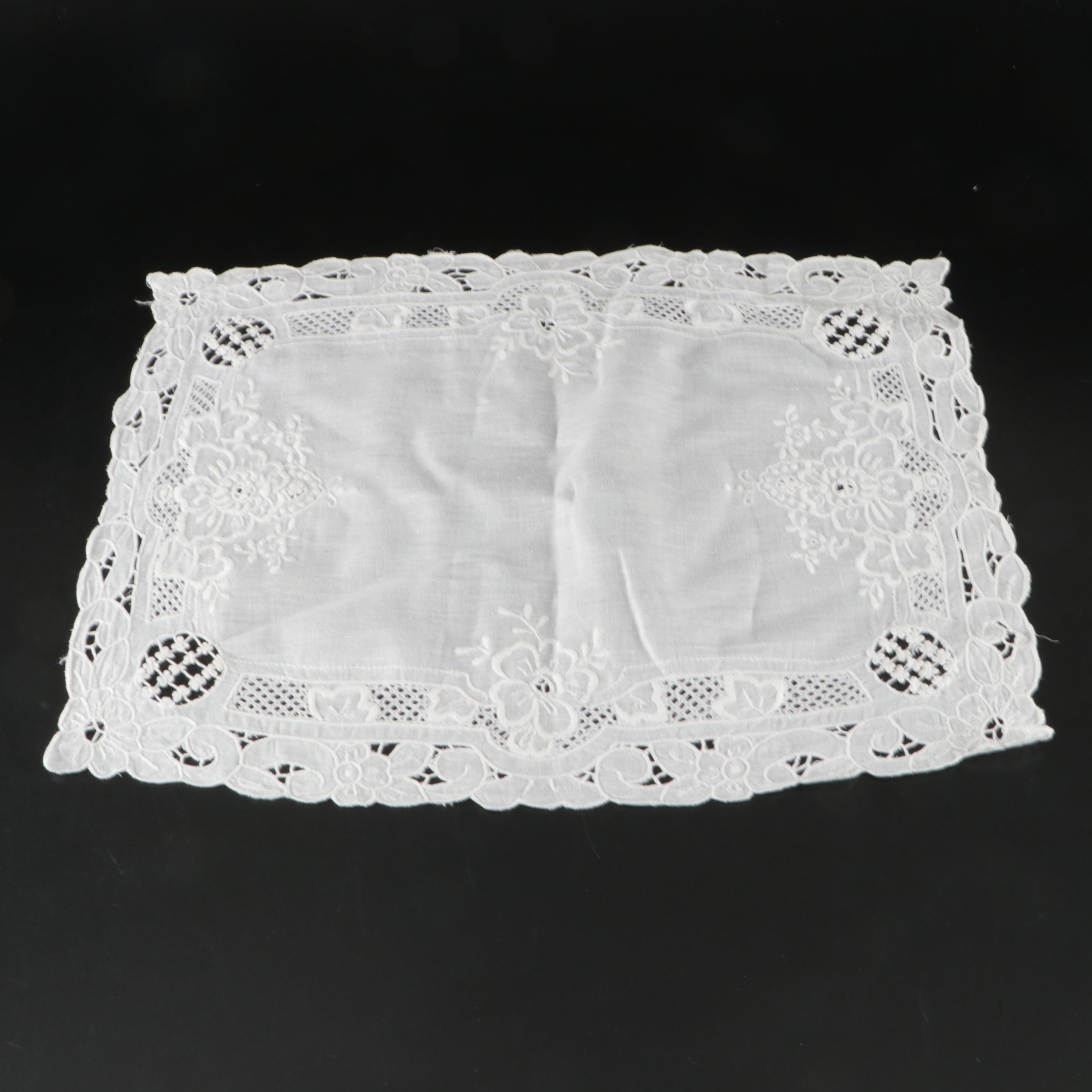 Embroidered Lace-Trim Placemats and Napkins