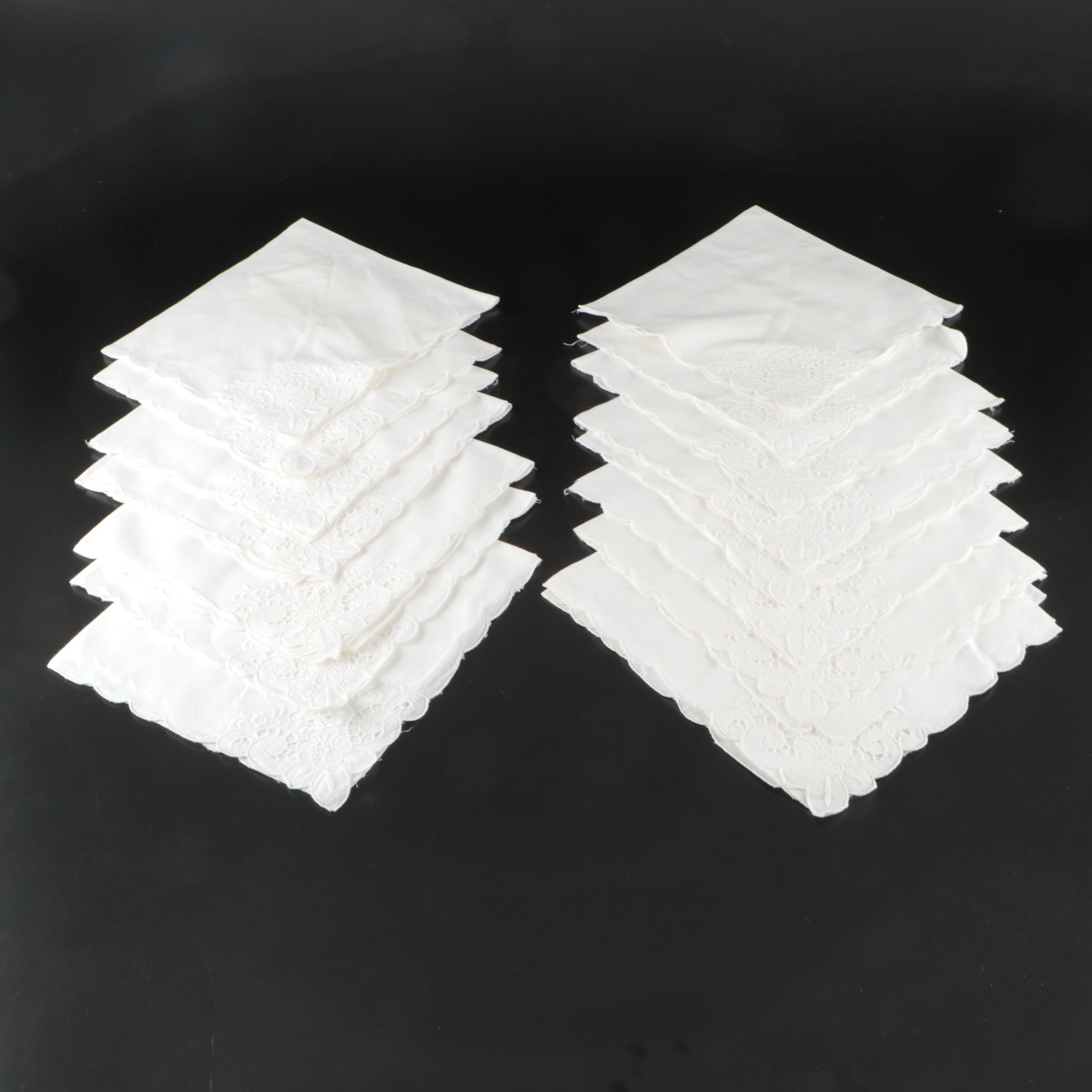 Embroidered Lace-Trim Placemats and Napkins