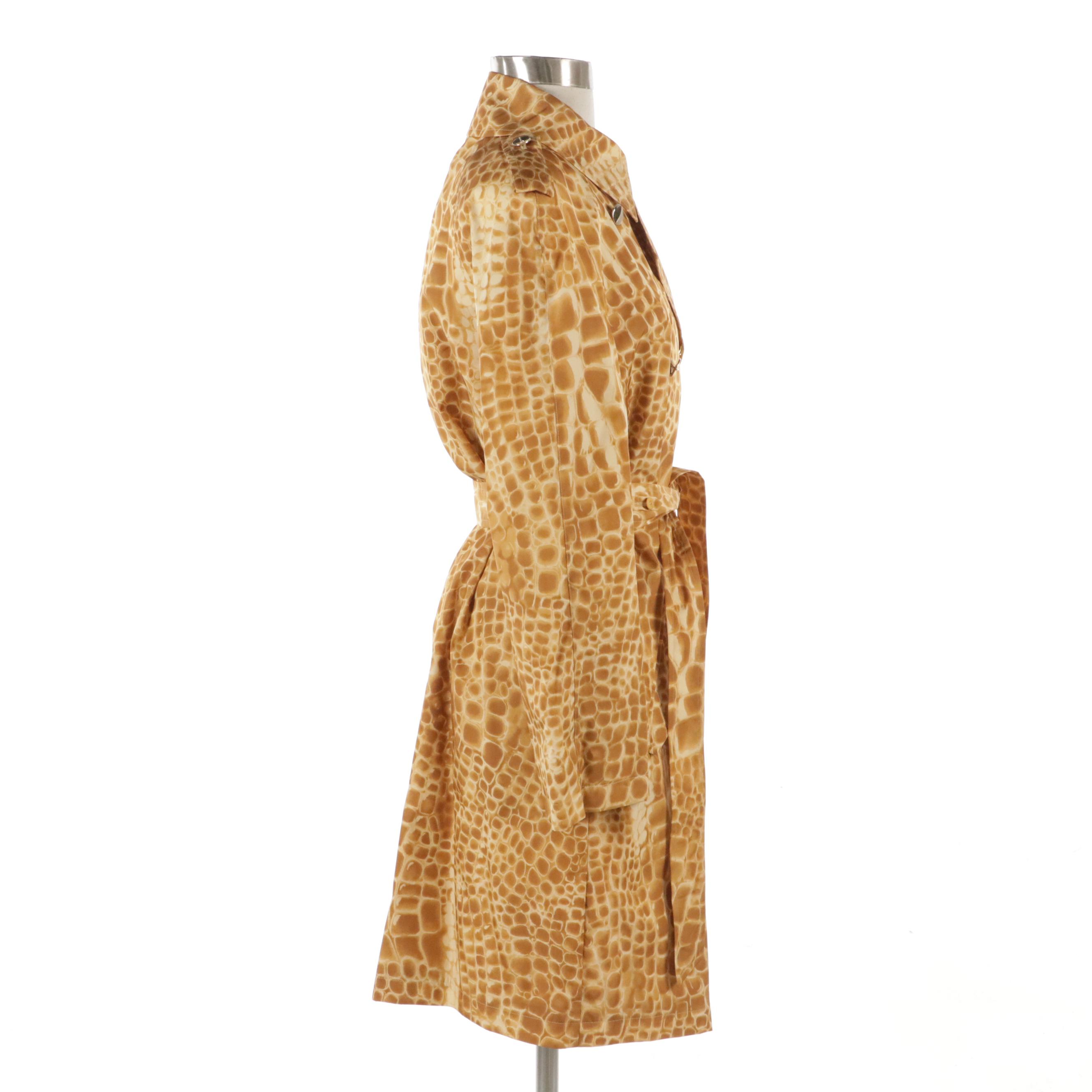 Escada Animal Printed Nylon Short Trench Coat, With Tags