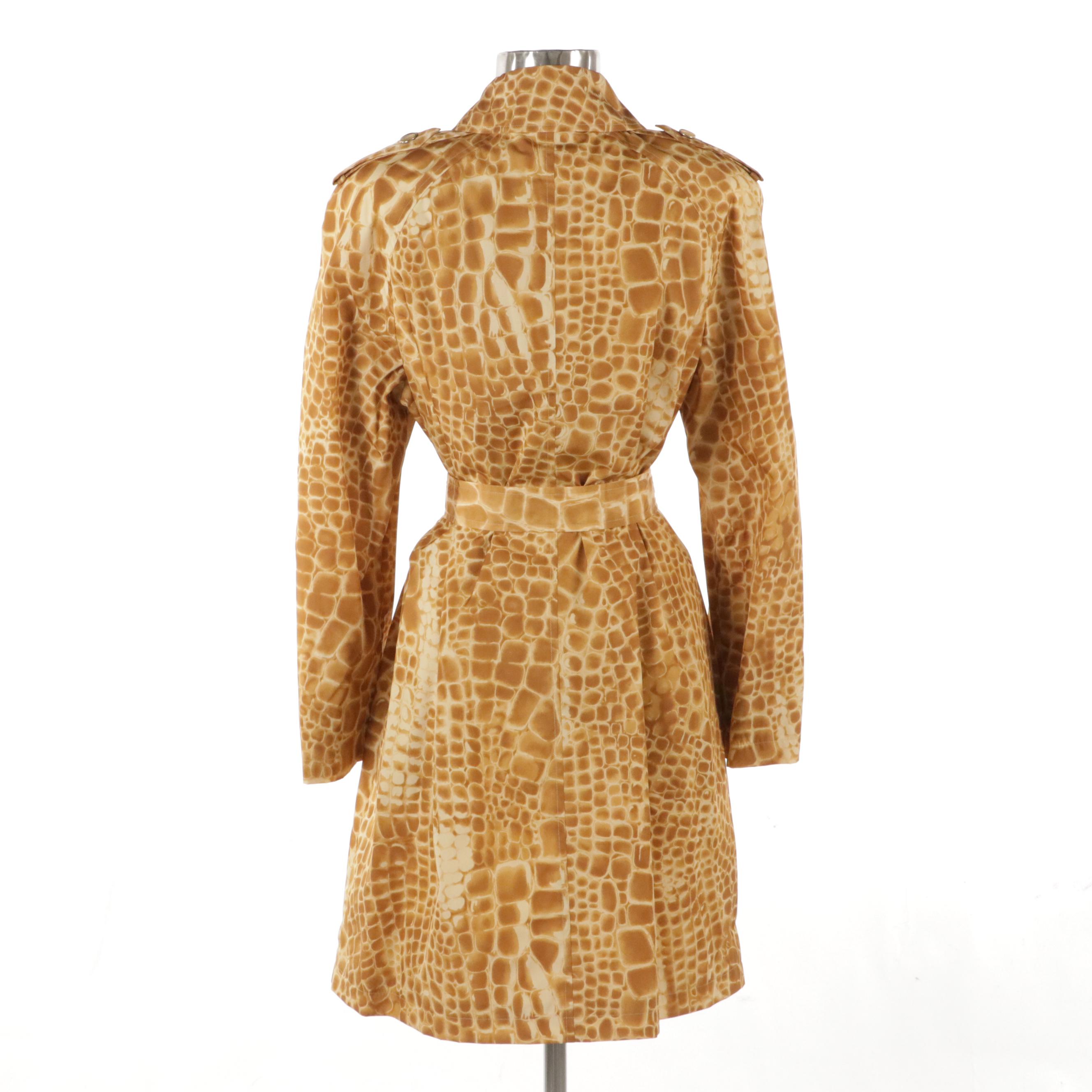 Escada Animal Printed Nylon Short Trench Coat, With Tags