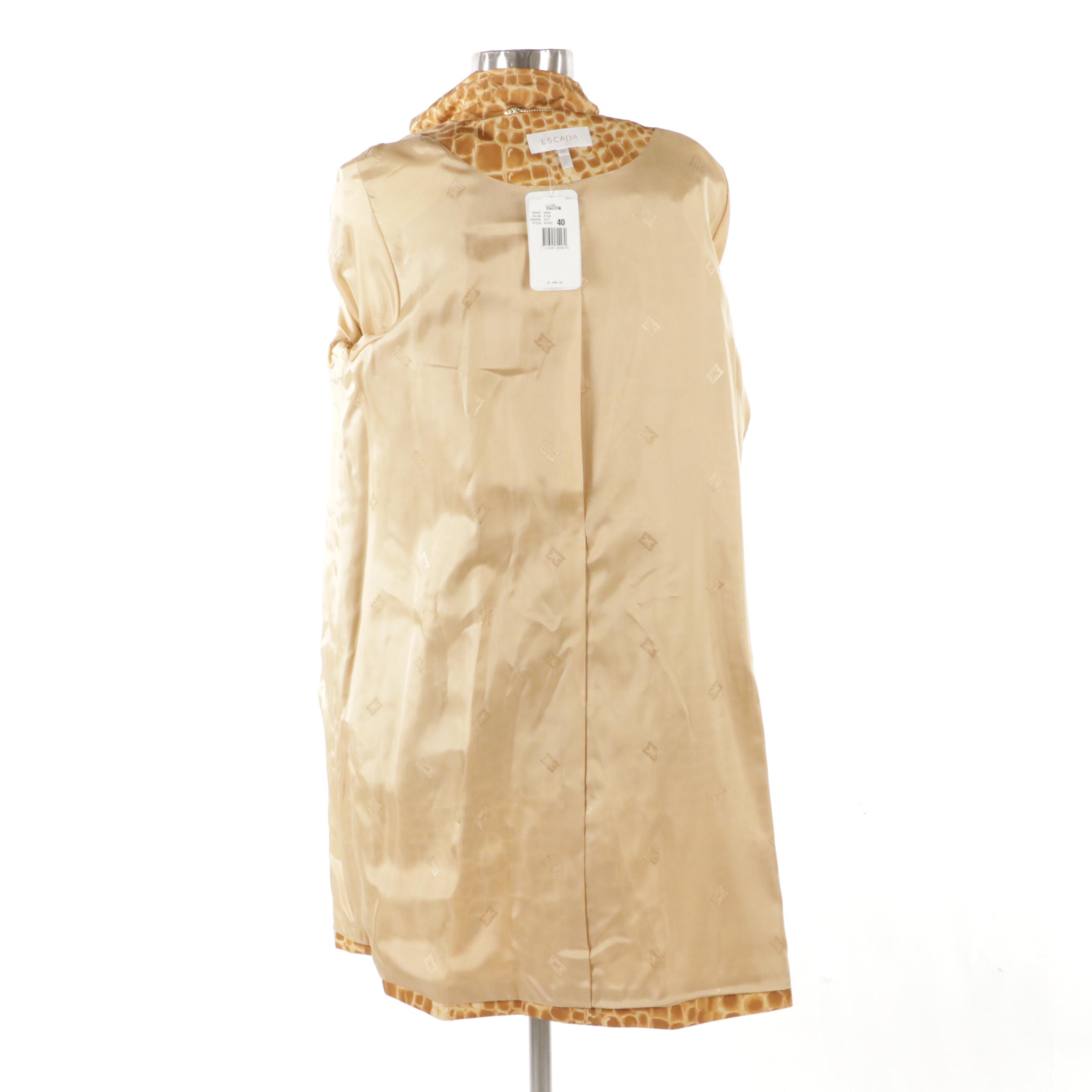 Escada Animal Printed Nylon Short Trench Coat, With Tags