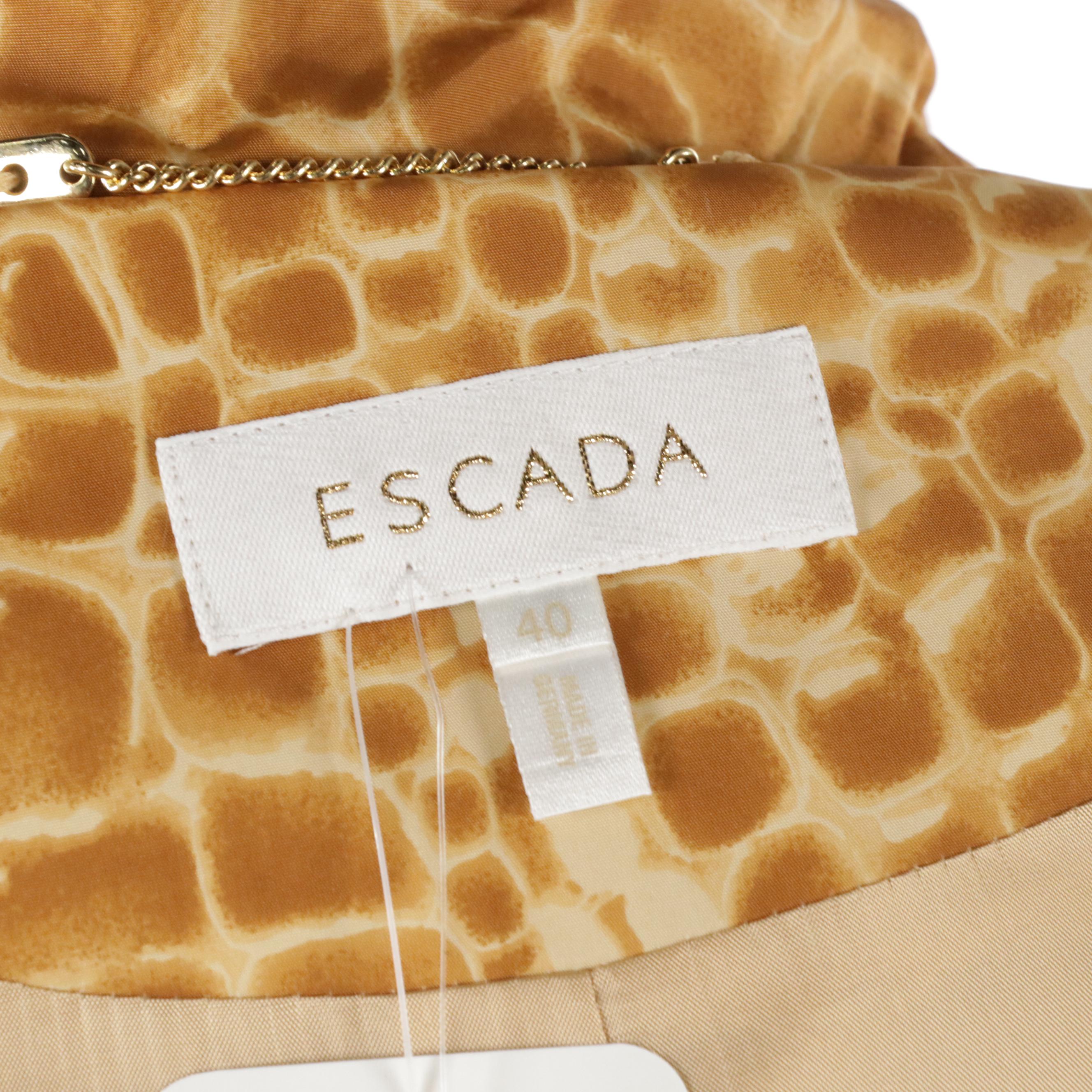 Escada Animal Printed Nylon Short Trench Coat, With Tags