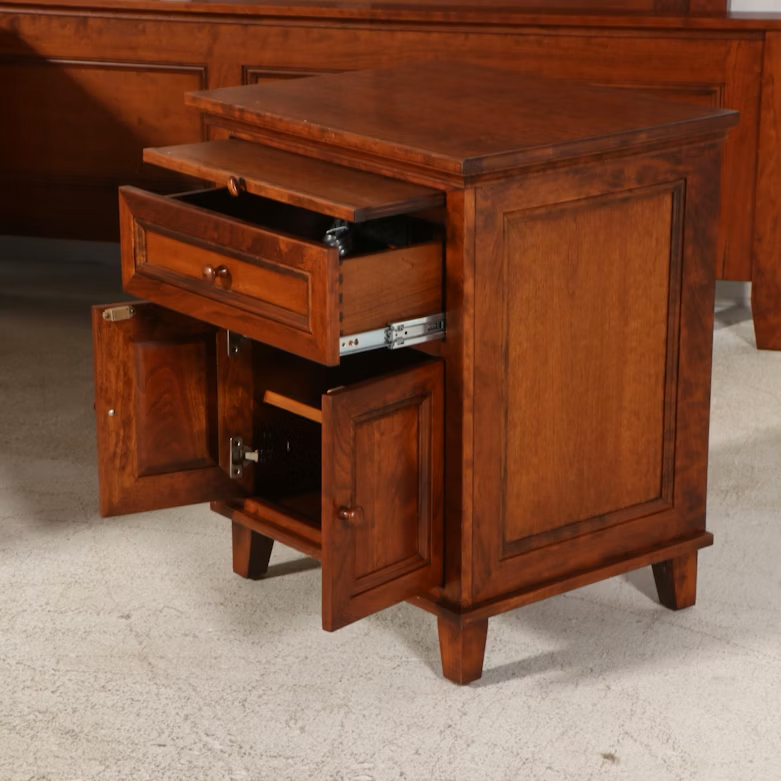 Shaker Style Cherry Finish Bed Frame with Coordinating Nightstands