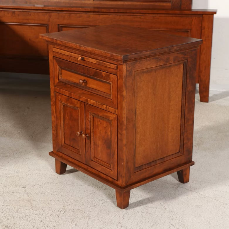 Shaker Style Cherry Finish Bed Frame with Coordinating Nightstands