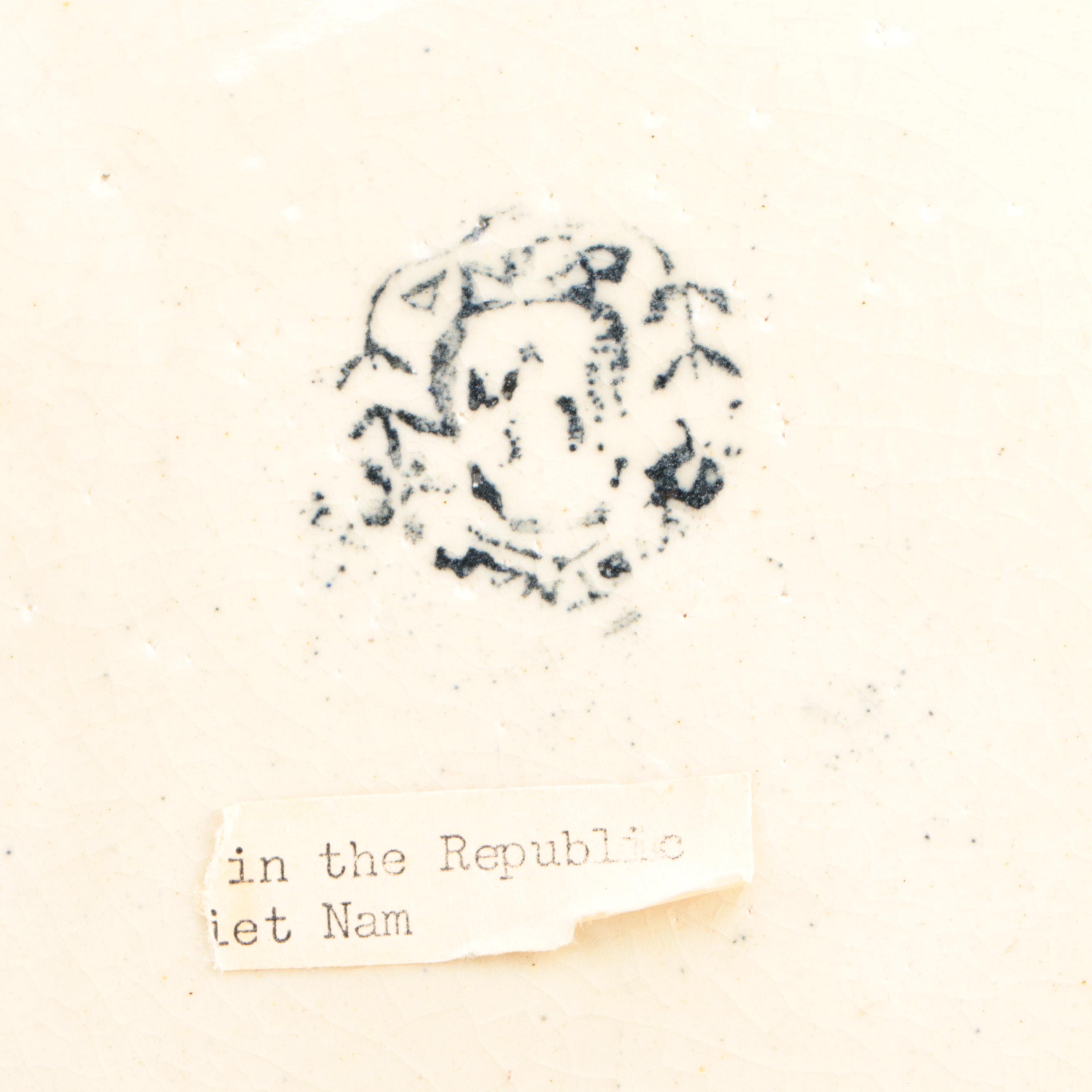 Vietnamese Floral Ceramic Decorative Charger