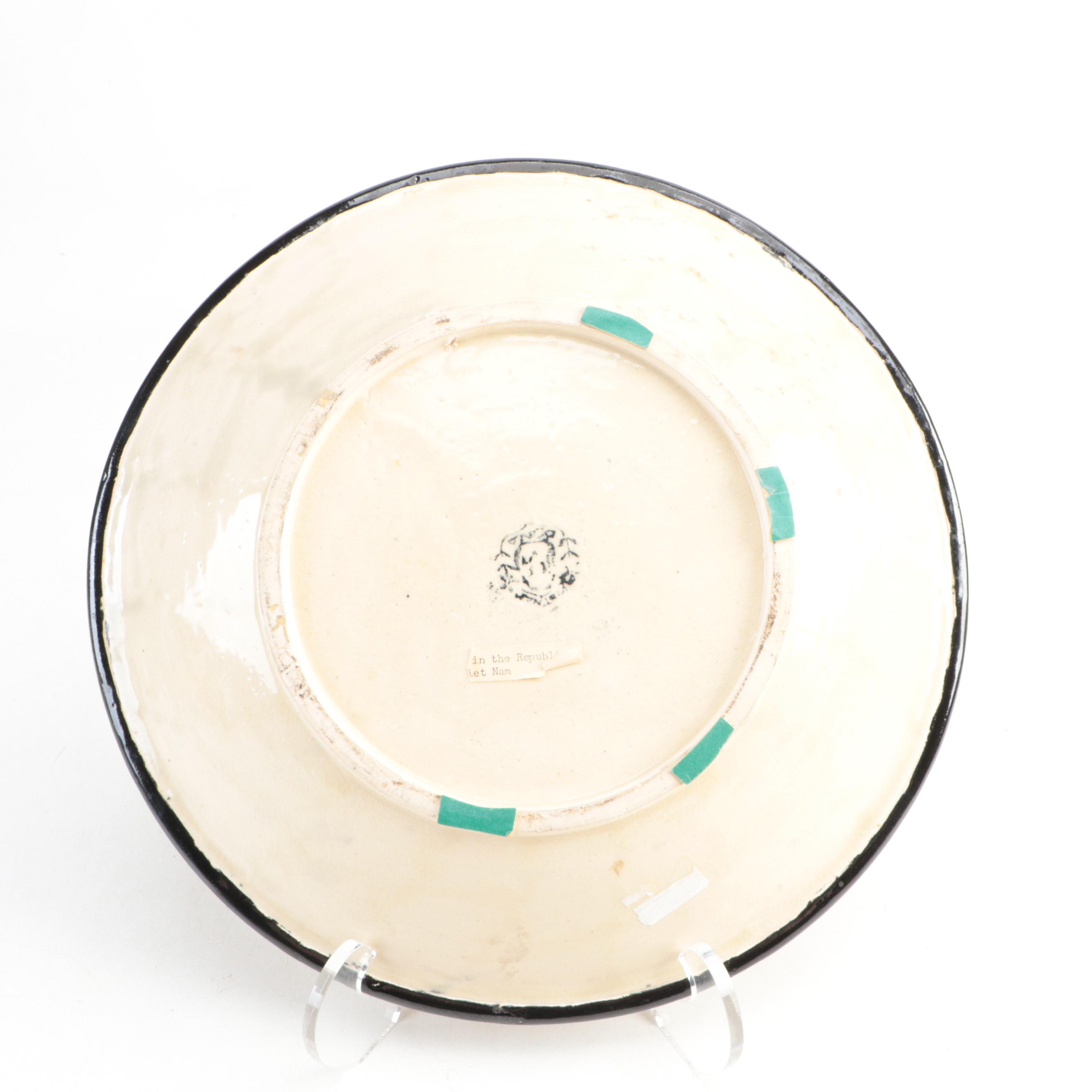 Vietnamese Floral Ceramic Decorative Charger