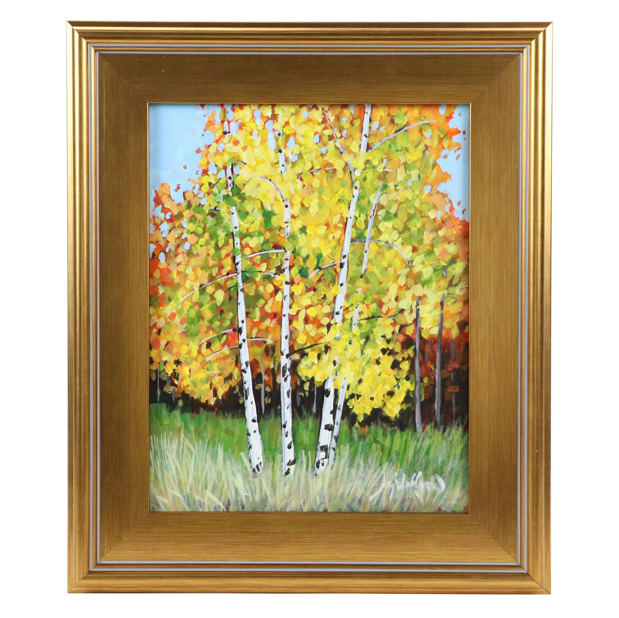 Jay Wilford Oil Painting "Birch Stand," 21st Century