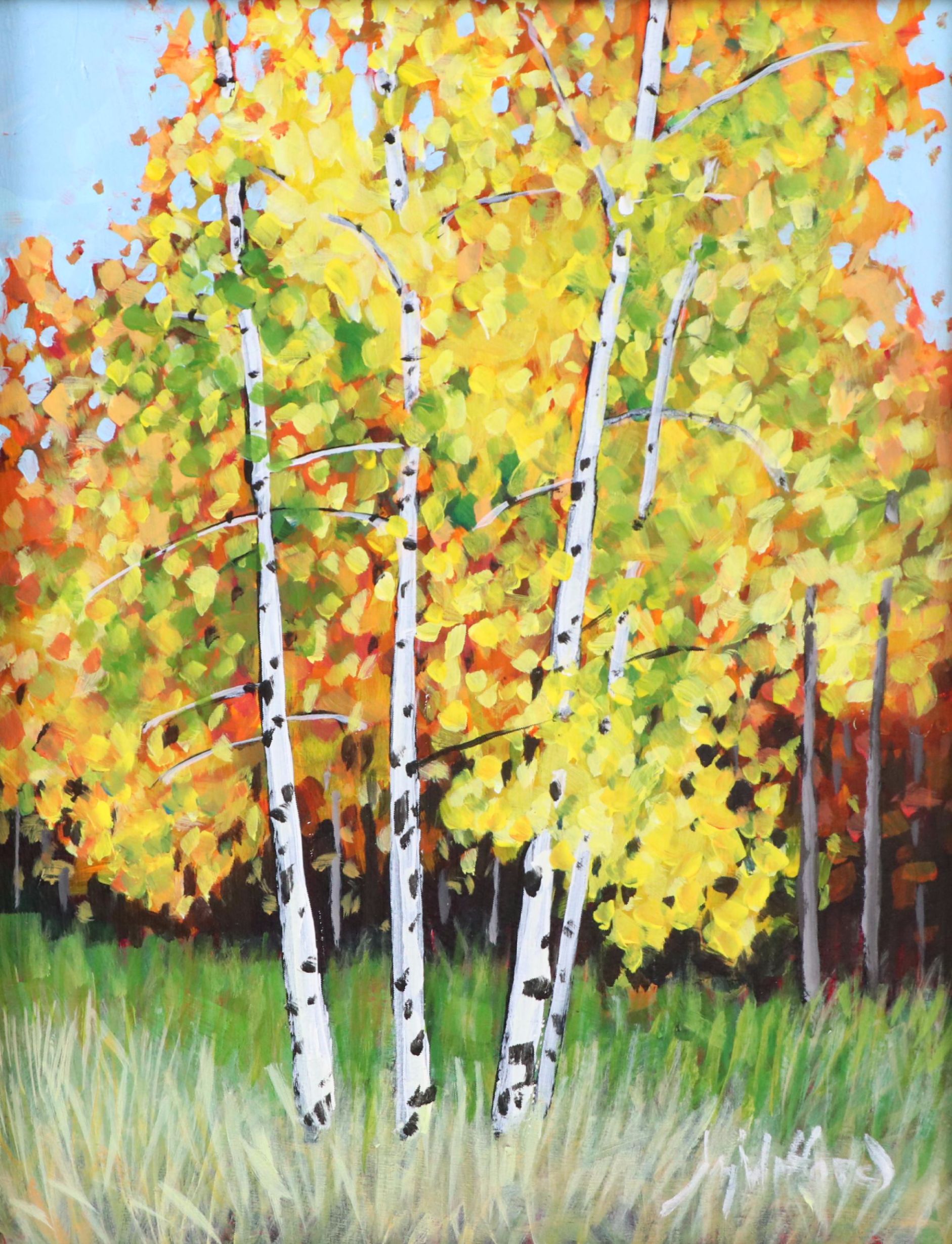 Jay Wilford Oil Painting "Birch Stand," 21st Century