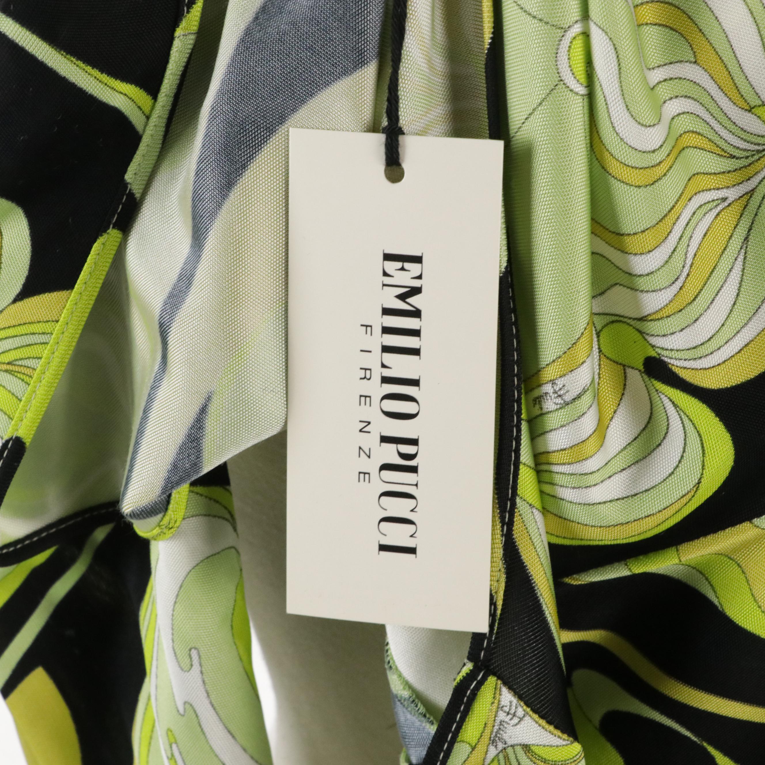 Emilio Pucci Printed Rayon Scoop Neck Top with Tags