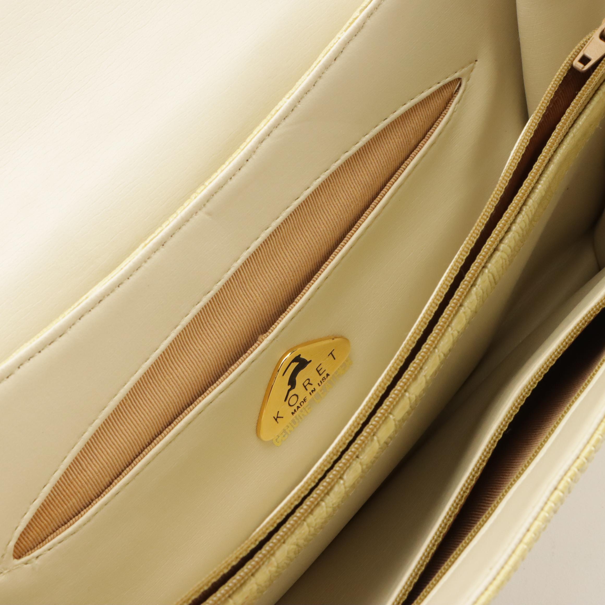 I Santi Vintage Red Ostrich Leather Duffel Bag, Koret Yellow Lizard Skin Bag