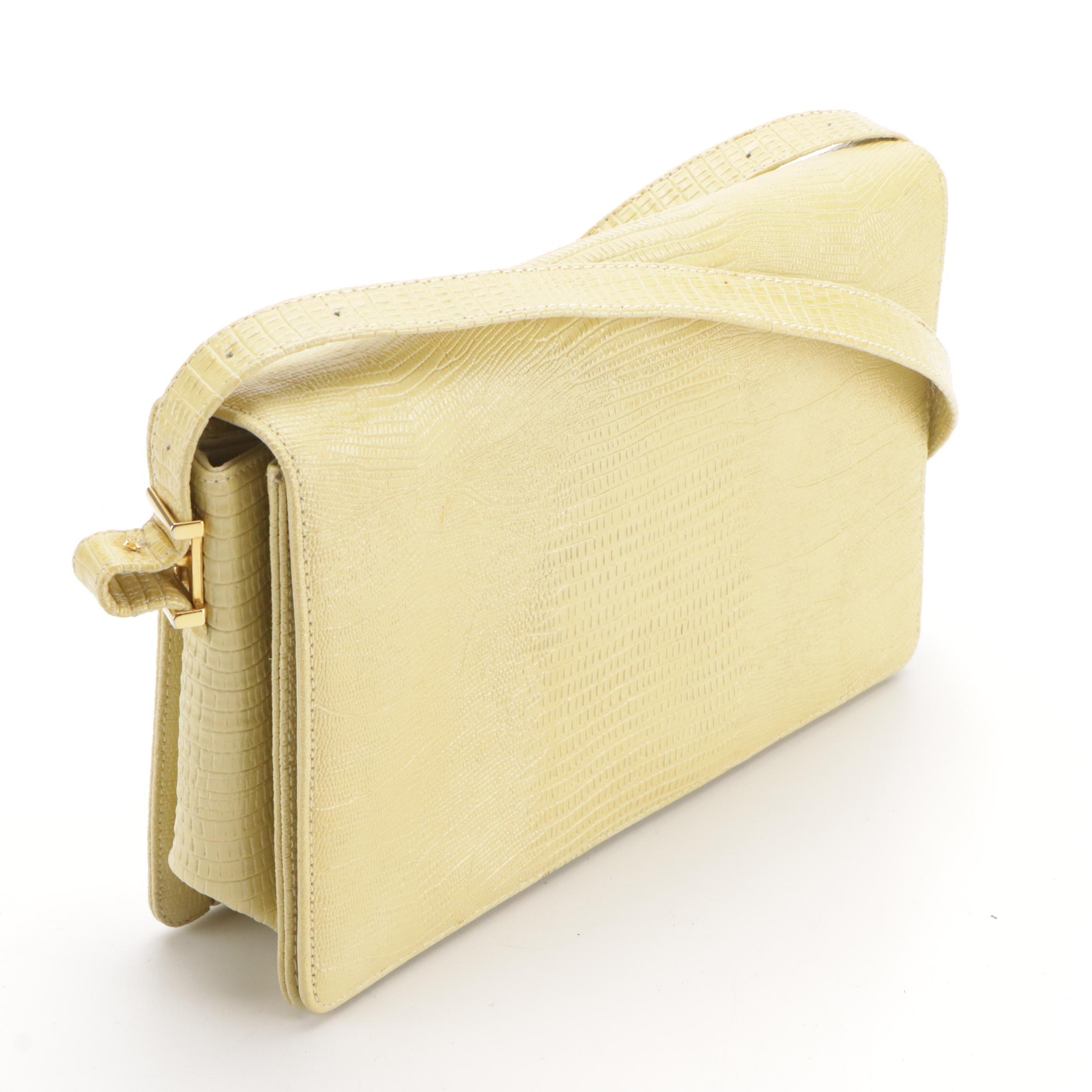 I Santi Vintage Red Ostrich Leather Duffel Bag, Koret Yellow Lizard Skin Bag