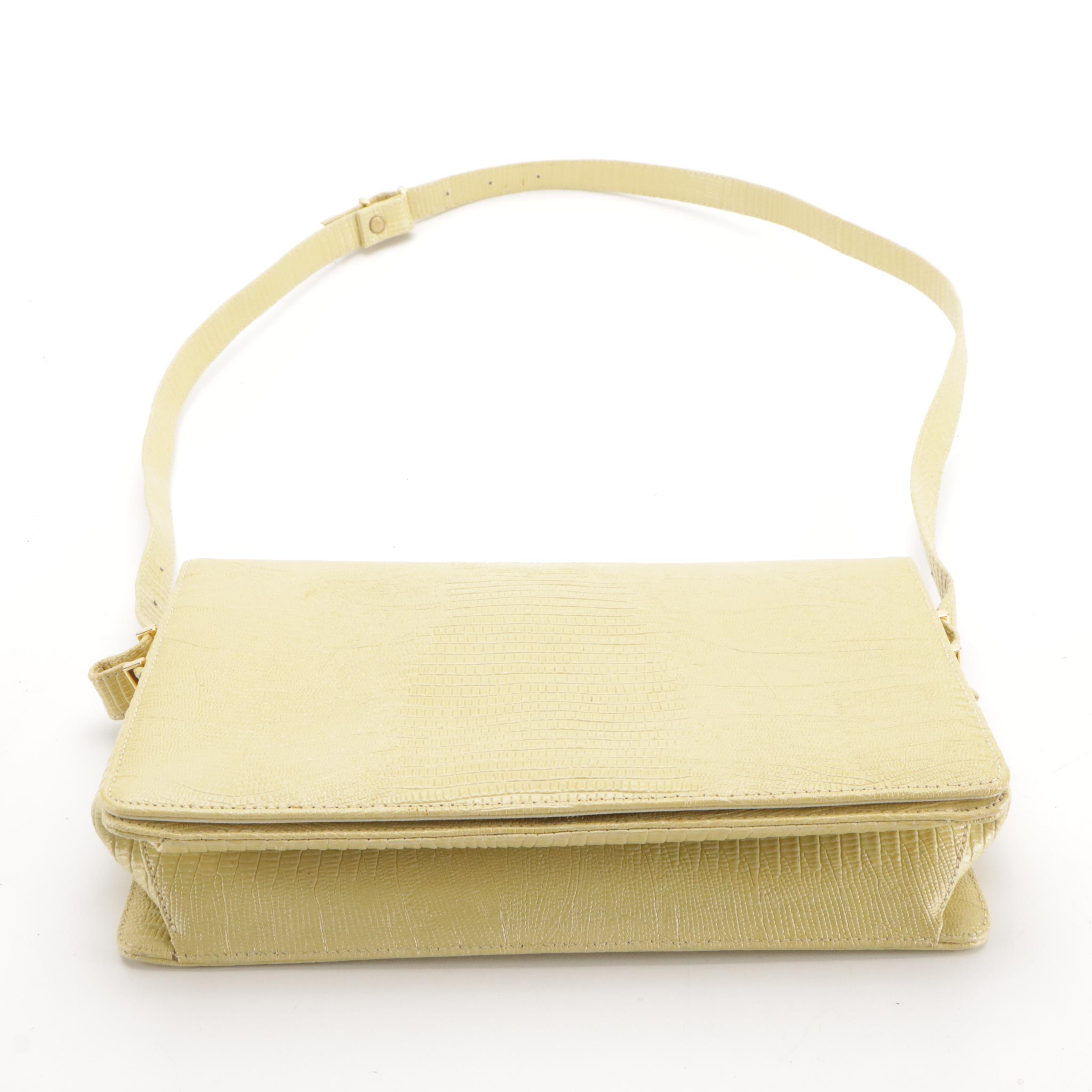 I Santi Vintage Red Ostrich Leather Duffel Bag, Koret Yellow Lizard Skin Bag