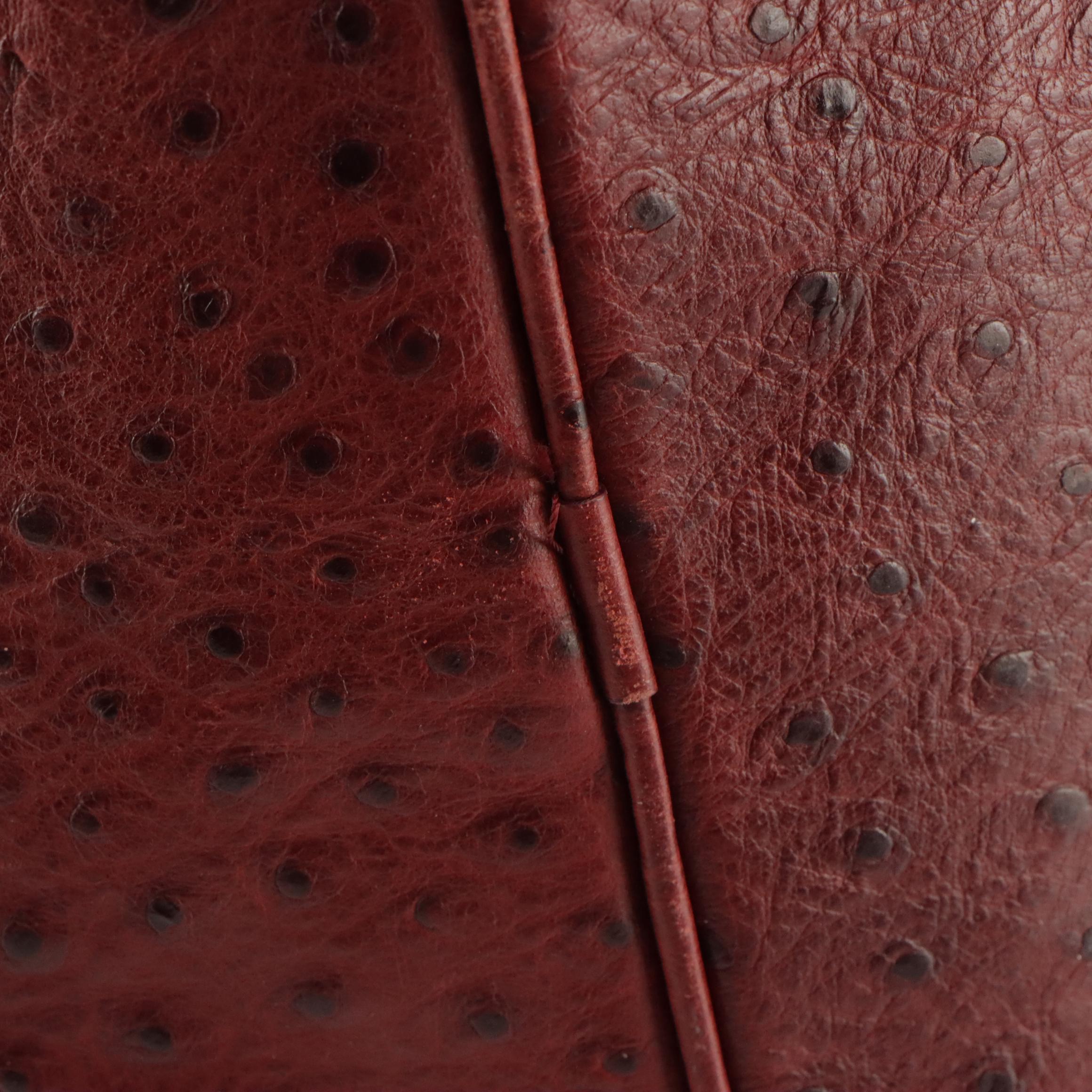 I Santi Vintage Red Ostrich Leather Duffel Bag, Koret Yellow Lizard Skin Bag