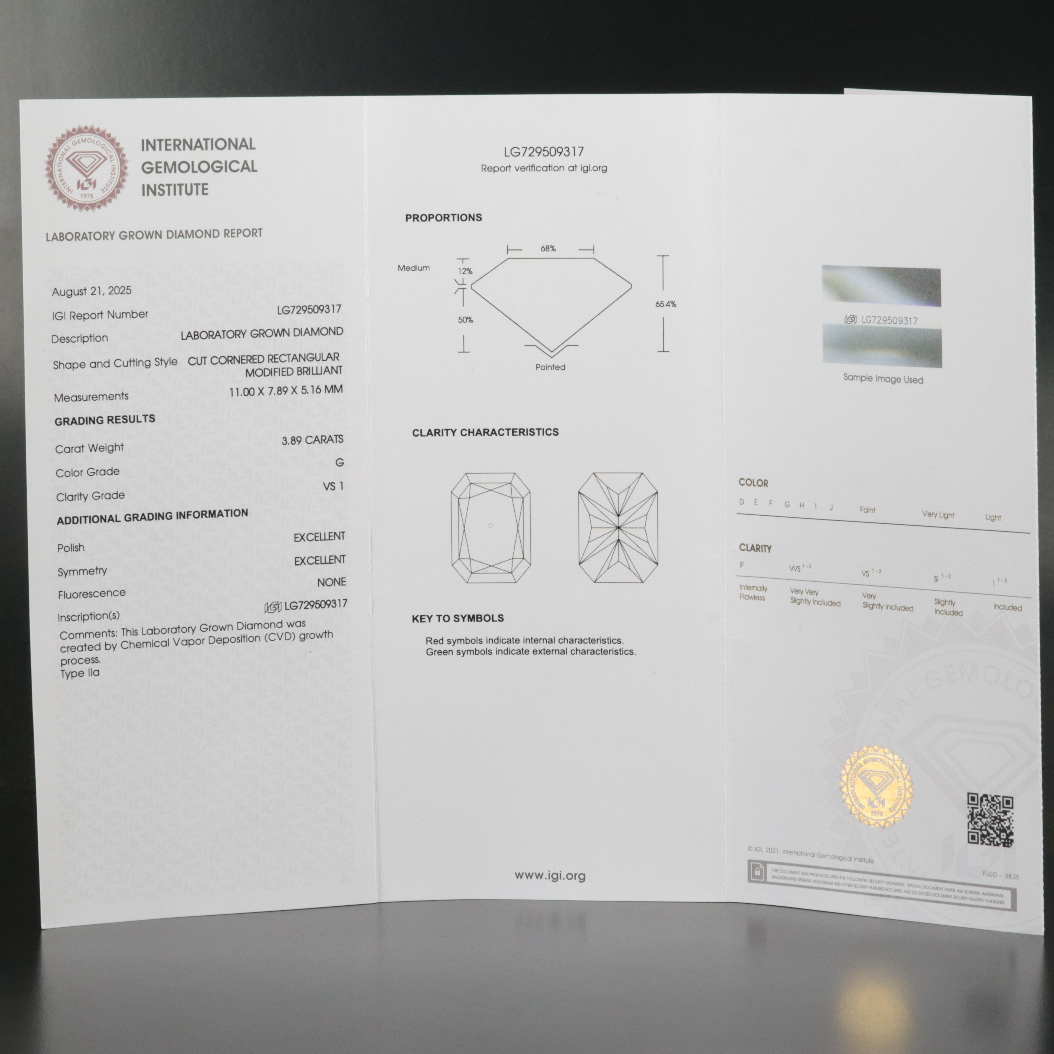 Loose 3.89 CT Lab Grown Diamond with IGI Report