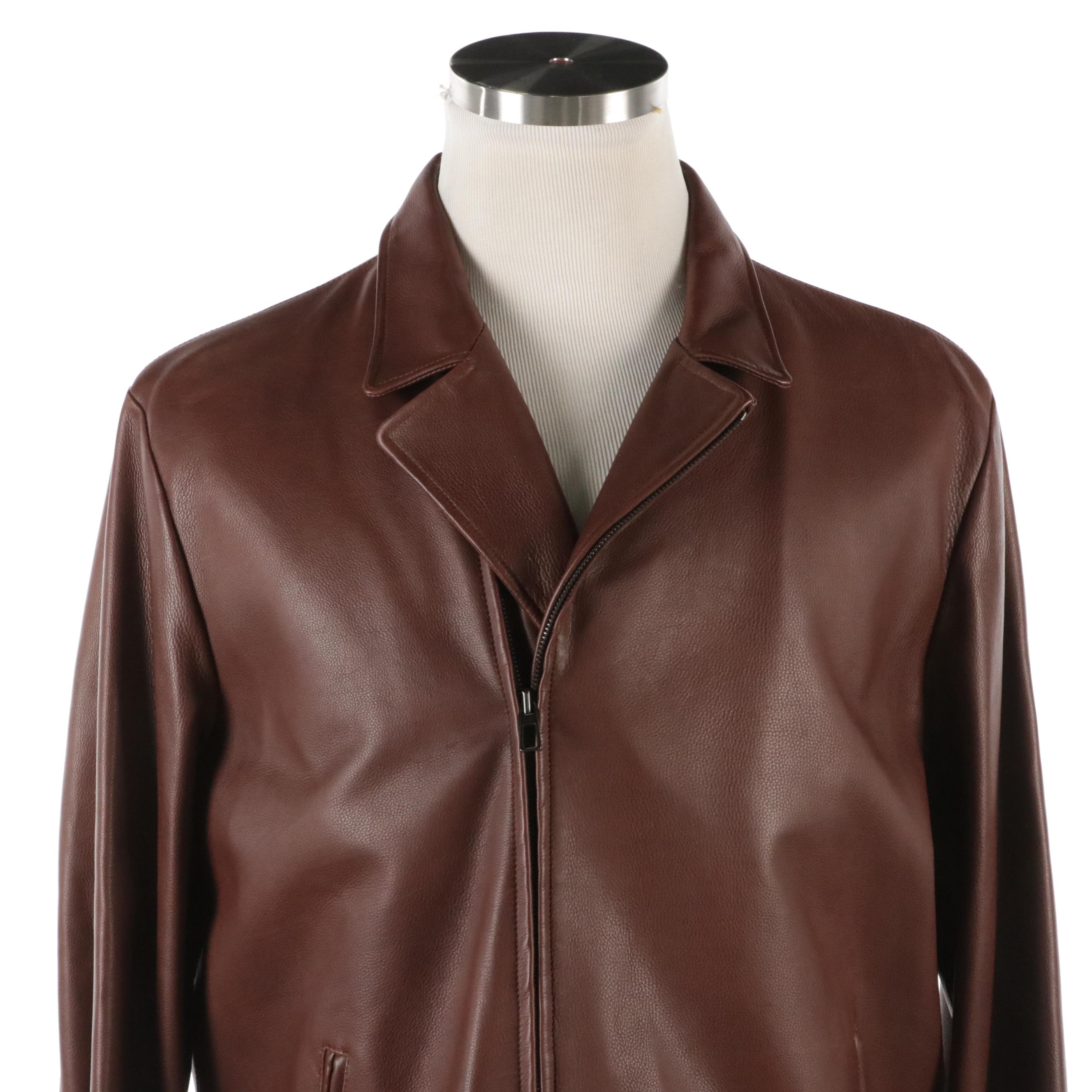 Men's Loro Piana Bockton Jacket in Brown Hand-Oiled Leather, With Tags