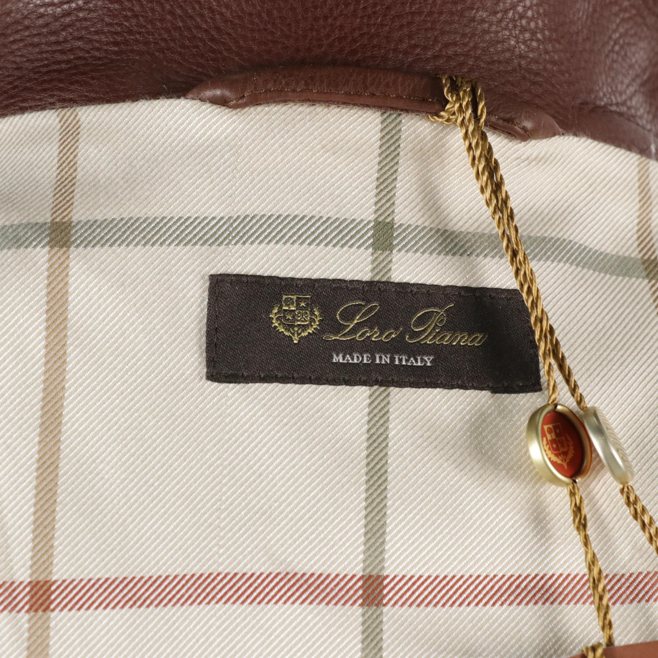 Men's Loro Piana Bockton Jacket in Brown Hand-Oiled Leather, With Tags