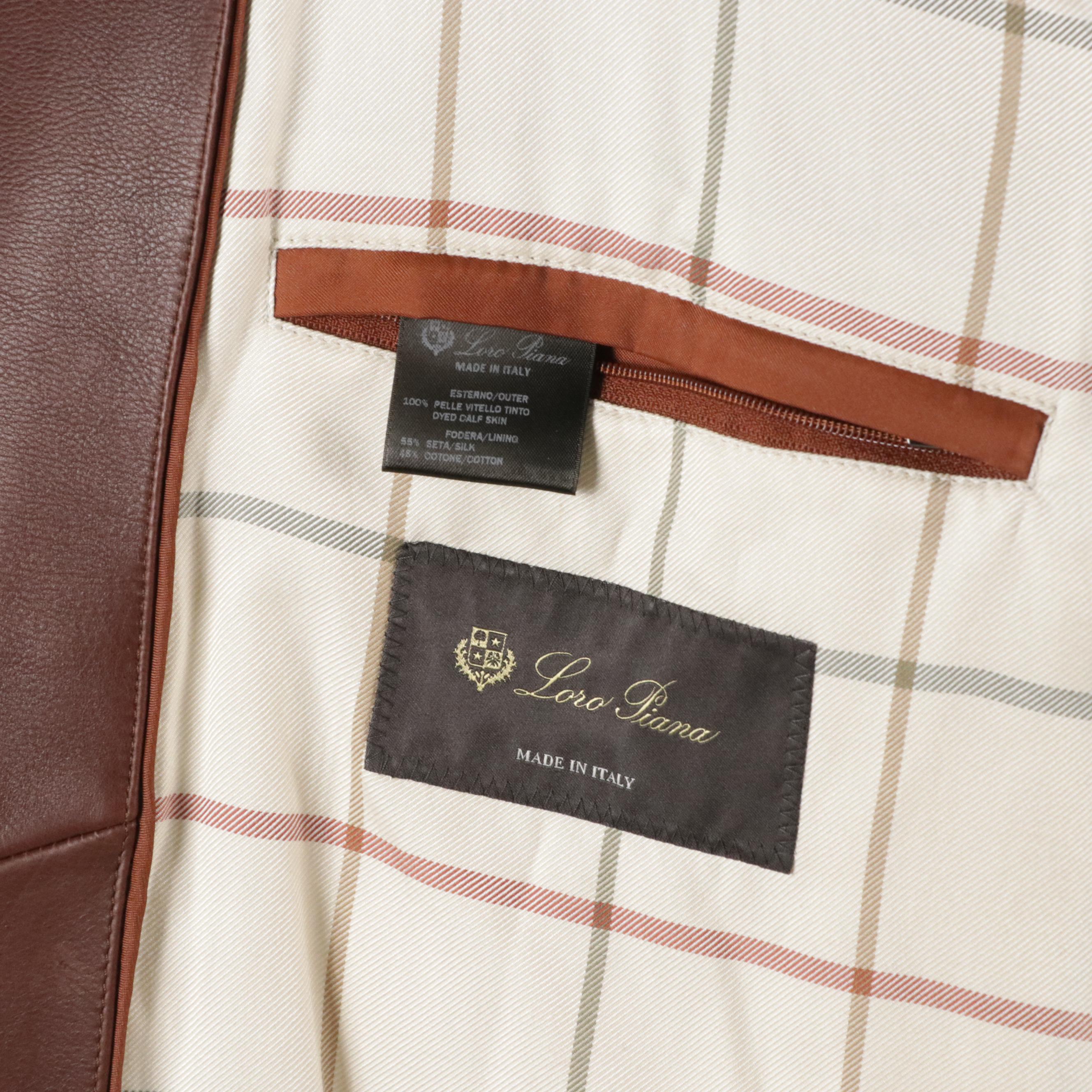 Men's Loro Piana Bockton Jacket in Brown Hand-Oiled Leather, With Tags