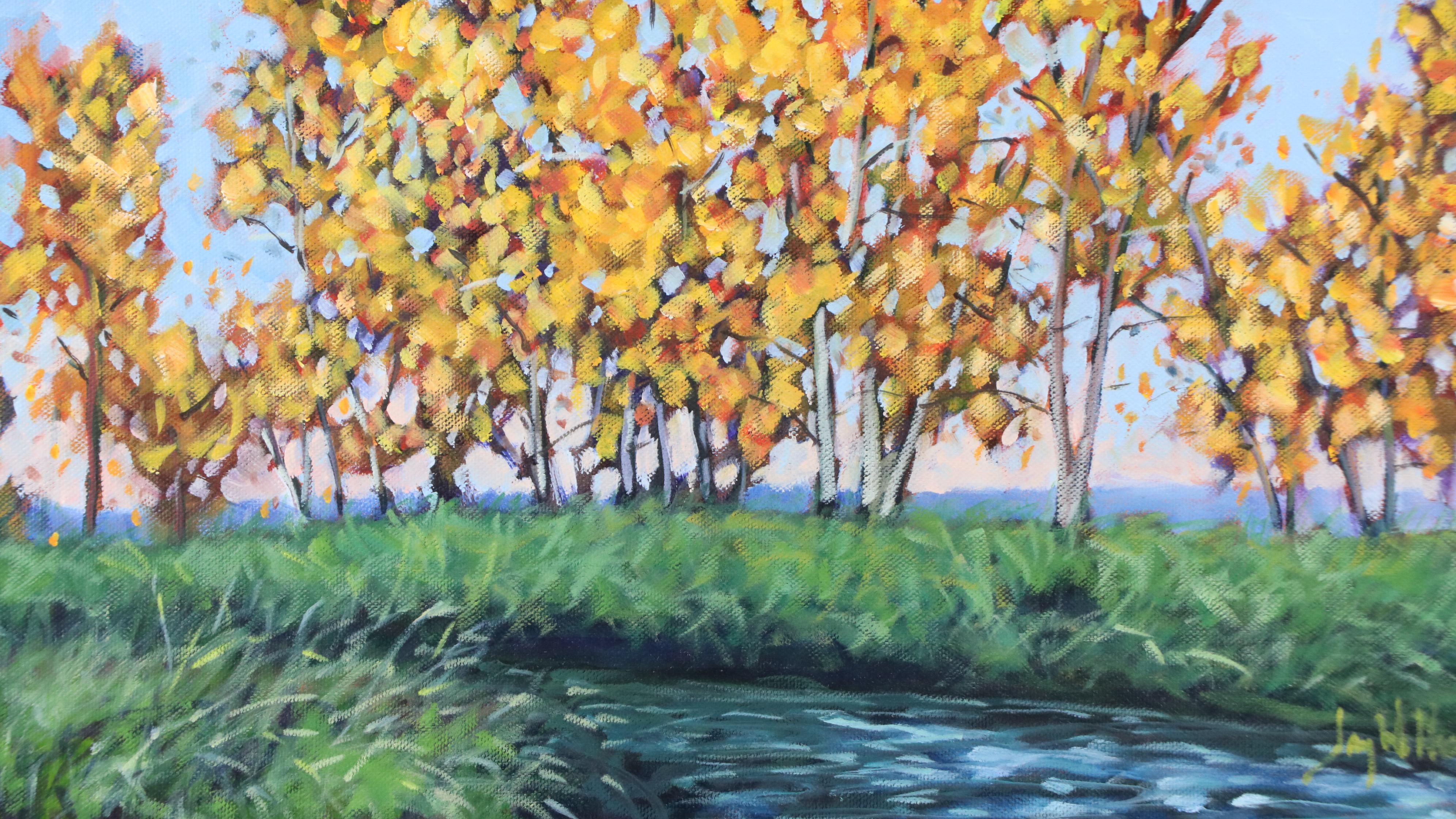 Jay Wilford Landscape Oil Painting "Aspen Creek," 21st Century