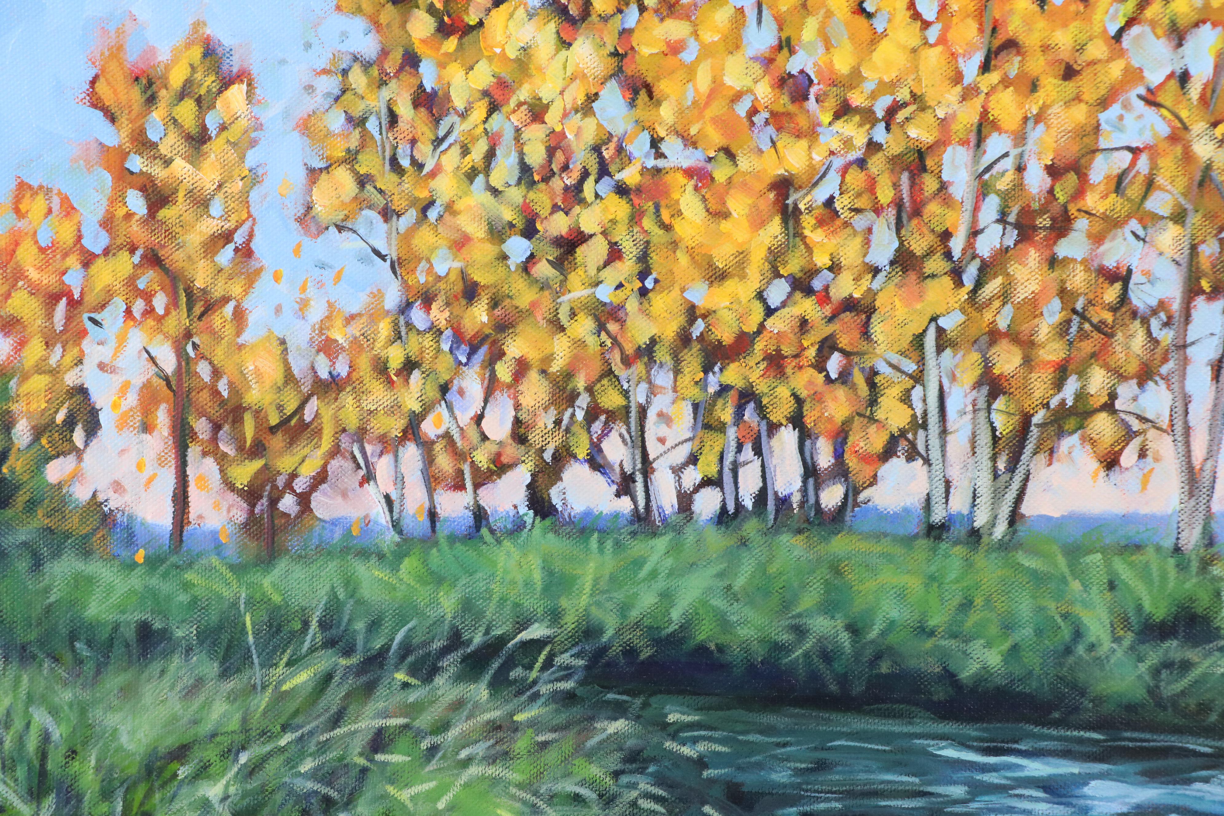 Jay Wilford Landscape Oil Painting "Aspen Creek," 21st Century