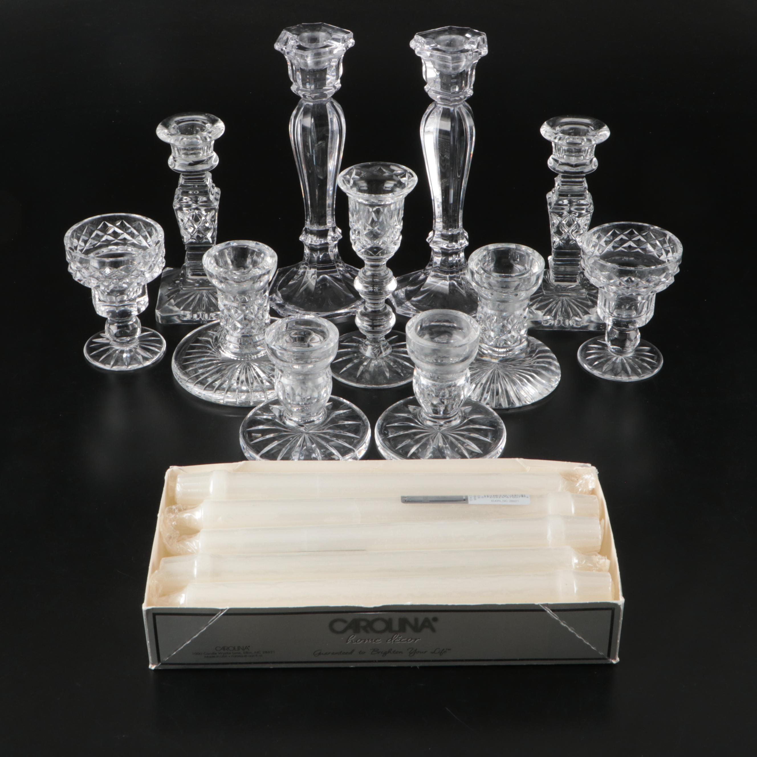 Waterford, Tyrone and More Crystal Candle Holders with Taper Candles