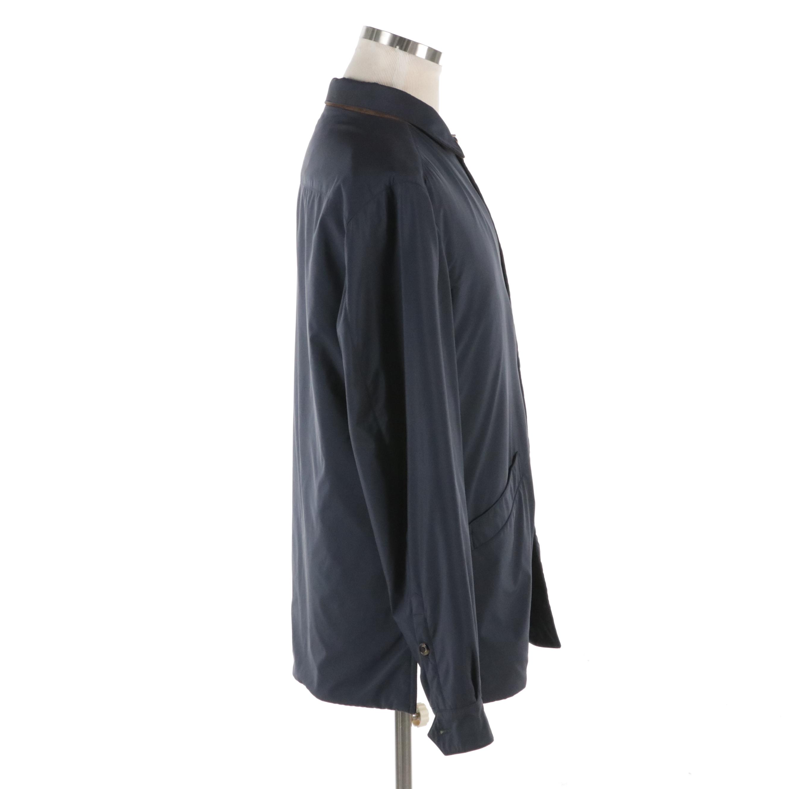 Men's Loro Piana Navy Blue Cashmere-Lined Windbreaker Jacket