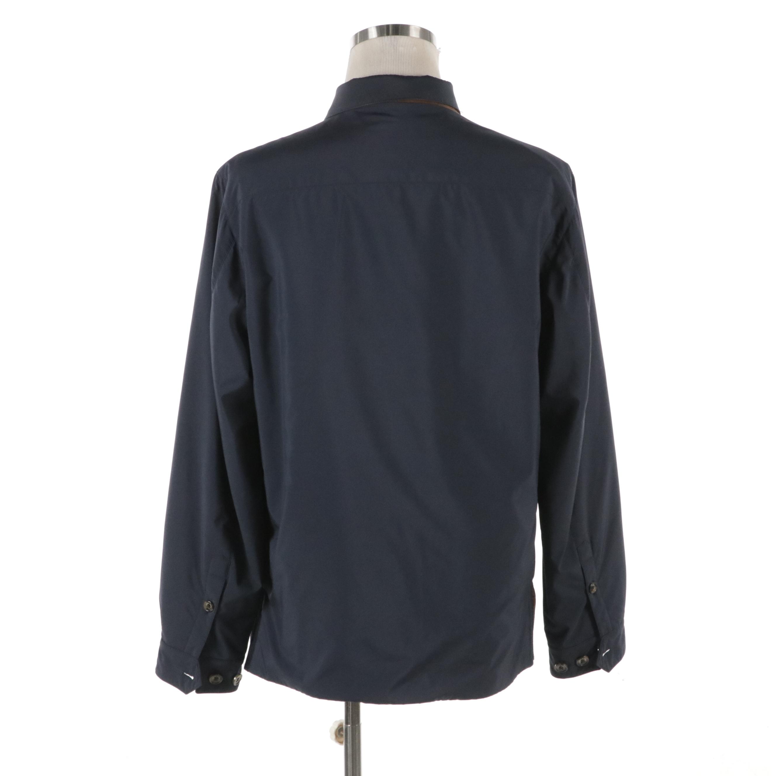 Men's Loro Piana Navy Blue Cashmere-Lined Windbreaker Jacket