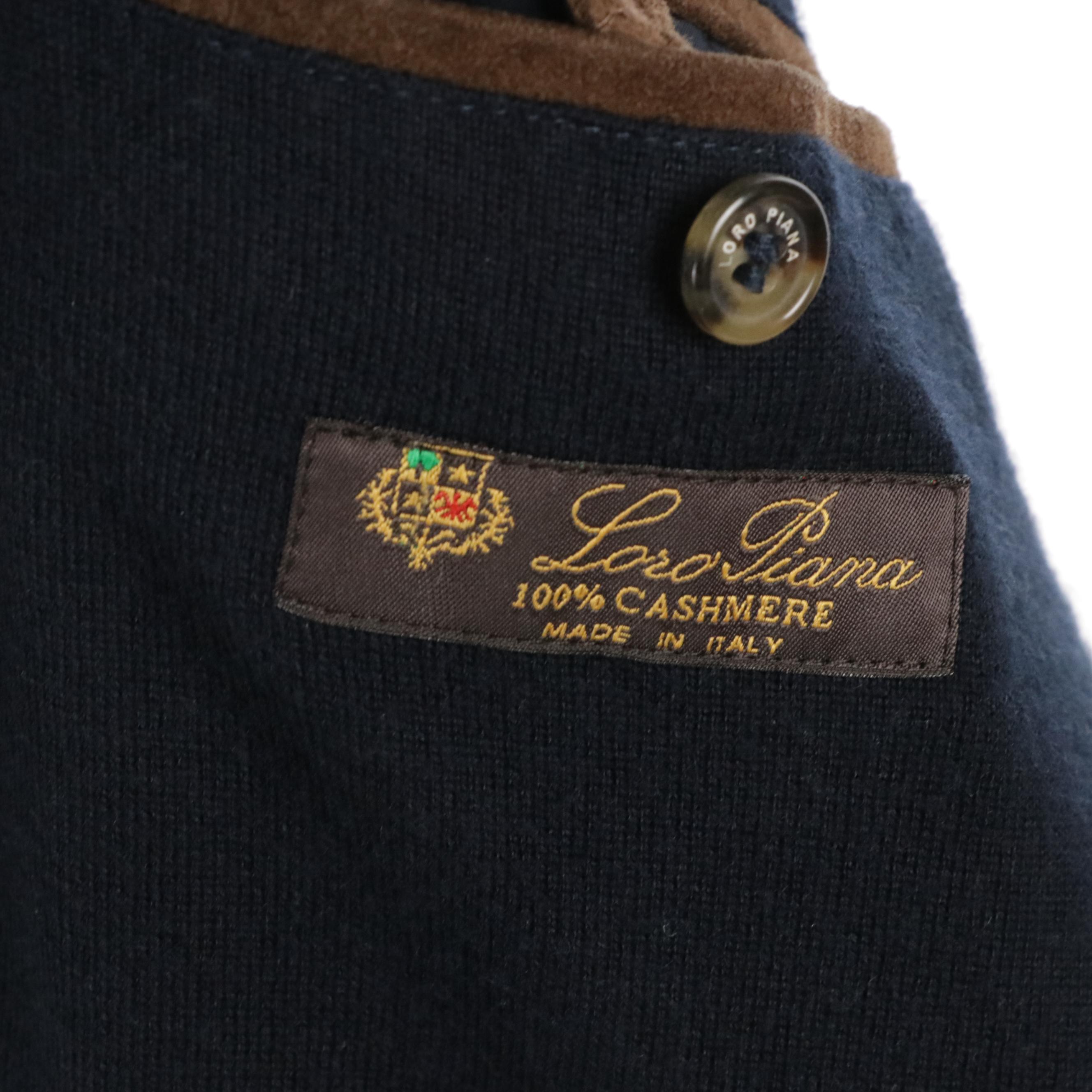 Men's Loro Piana Navy Blue Cashmere-Lined Windbreaker Jacket